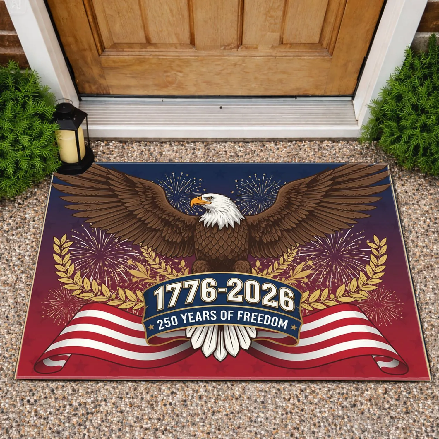 Bald Eagle American Flag 1776-2026 - USA 250 Years of Freedom Patriotic Anniversary Doormat - 1