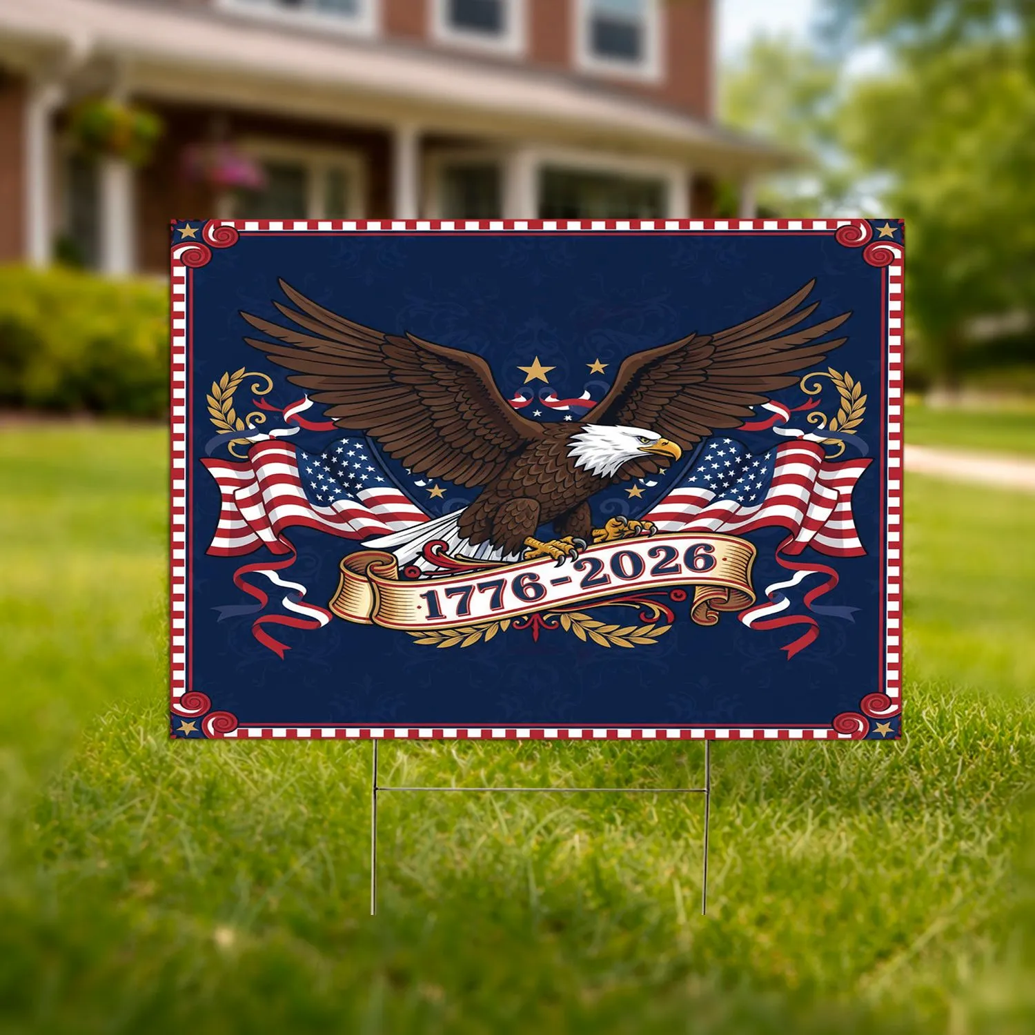 Bald Eagle American Flag 1776-2026 - USA 250th Anniversary Patriotic Gift for Veterans Yard Sign - 1
