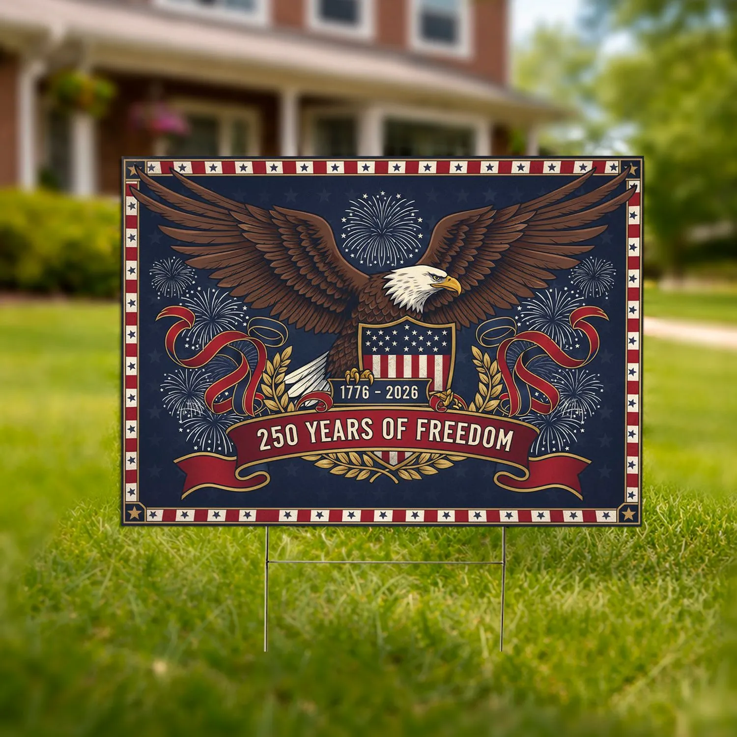 Bald Eagle American Flag 1776-2026 - USA 250th Anniversary Independence Day Gift for Veterans Yard Sign - 1
