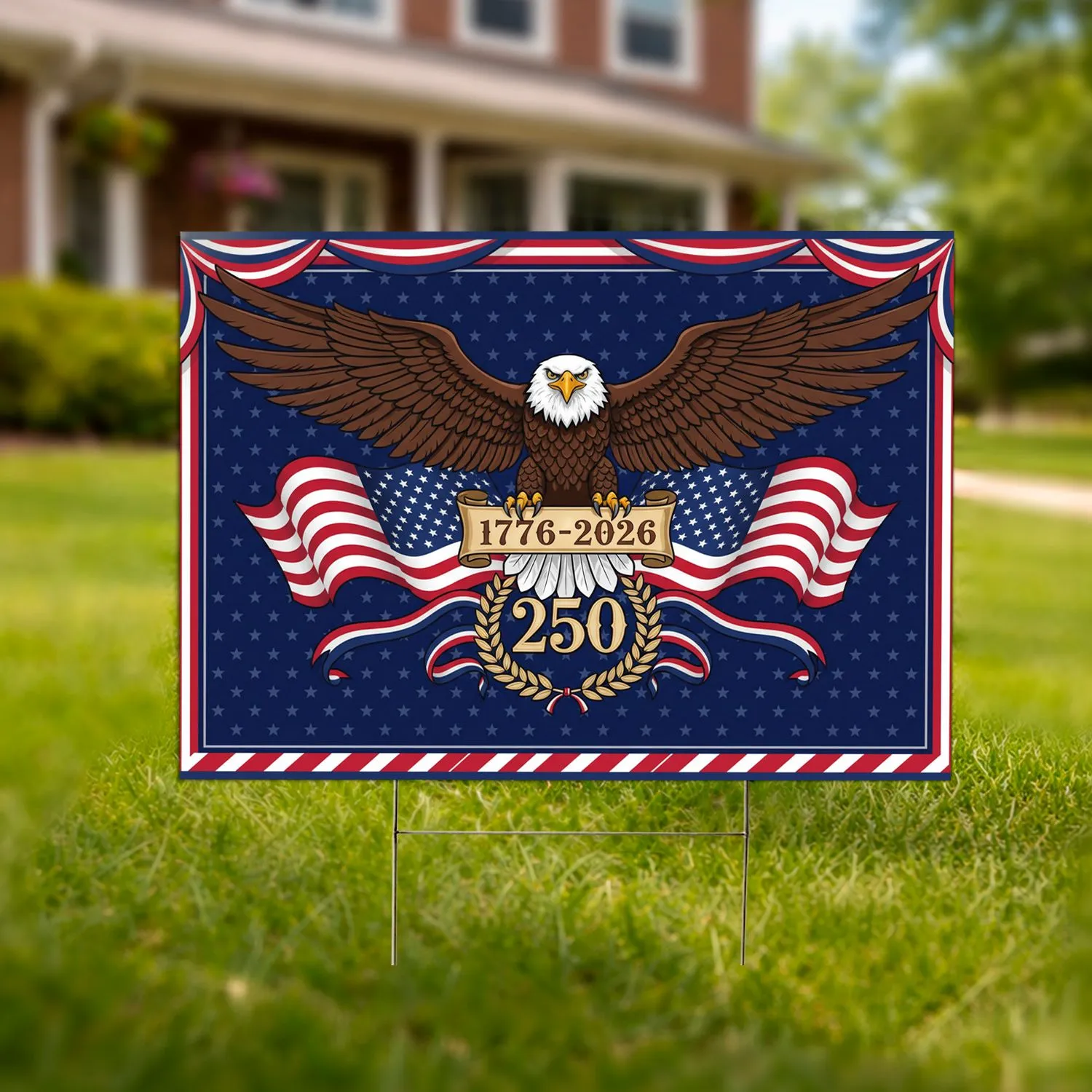 Bald Eagle American Flag 1776-2026 - USA 250th Anniversary Patriotic Gift for Veterans Yard Sign - 1