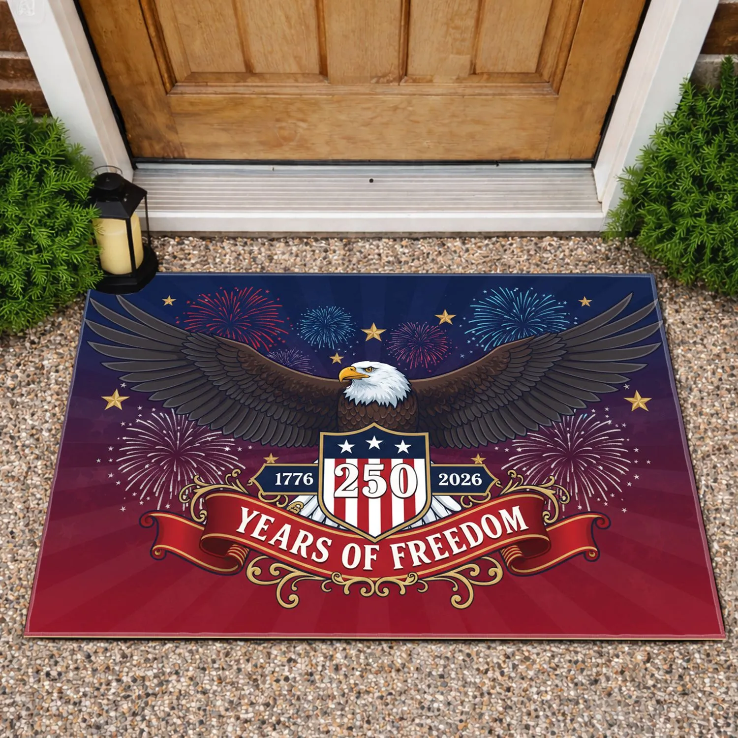 Bald Eagle American Flag 1776-2026 - USA 250th Anniversary Years of Freedom Gift for Veterans Doormat - 1