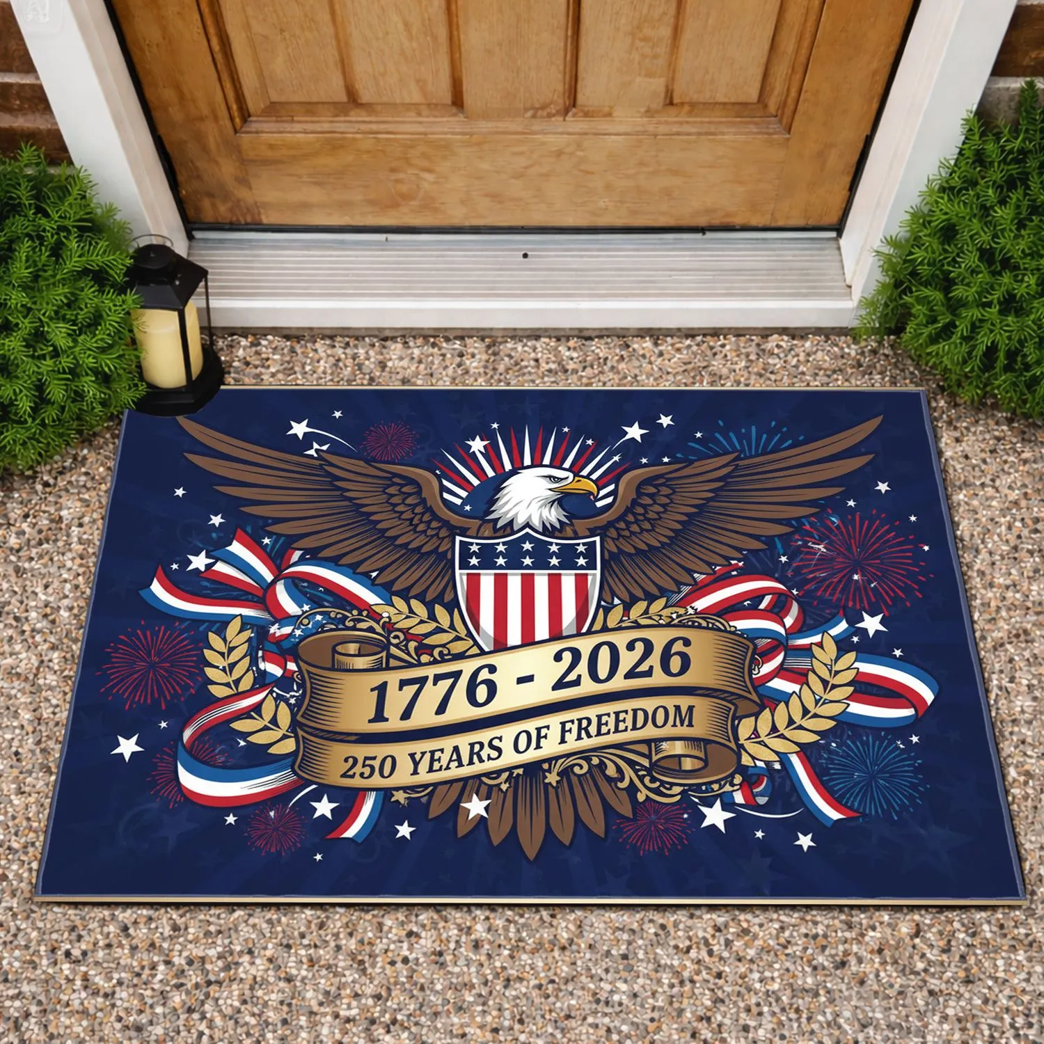 Bald Eagle American Flag 1776-2026 - USA 250th Anniversary Independence Day Gift for Dad Doormat - 1