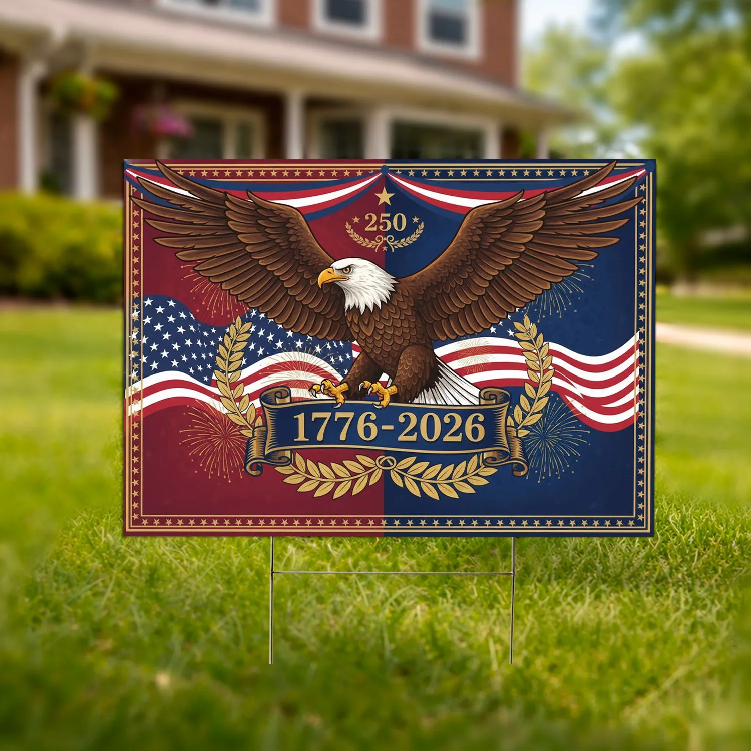 Bald Eagle American Flag 1776-2026 - USA 250th Anniversary Independence Day for Veterans Yard Sign - 1
