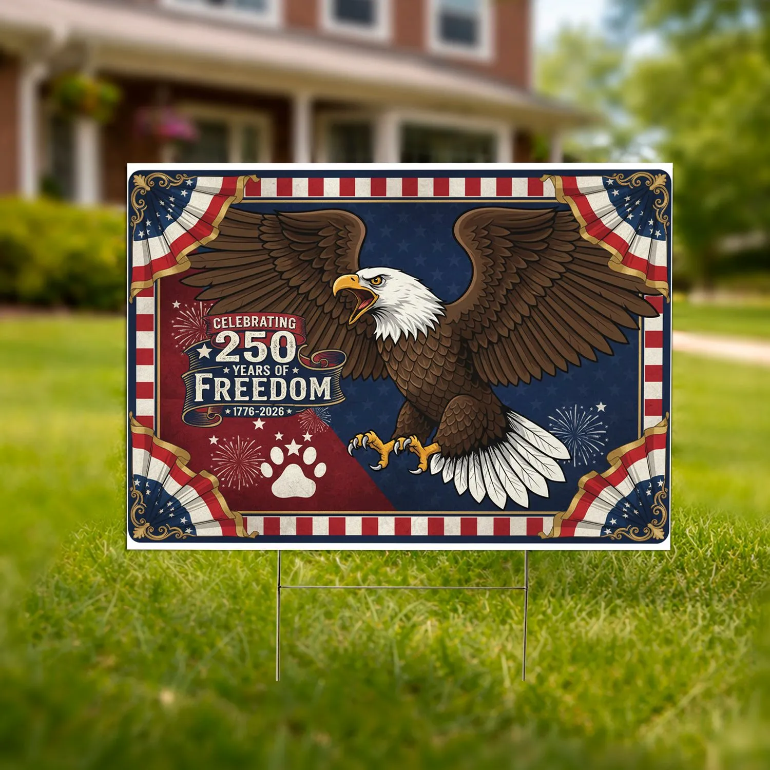 Bald Eagle American Flag 1776-2026 - USA 250th Anniversary Independence Day for Veterans Yard Sign - 1