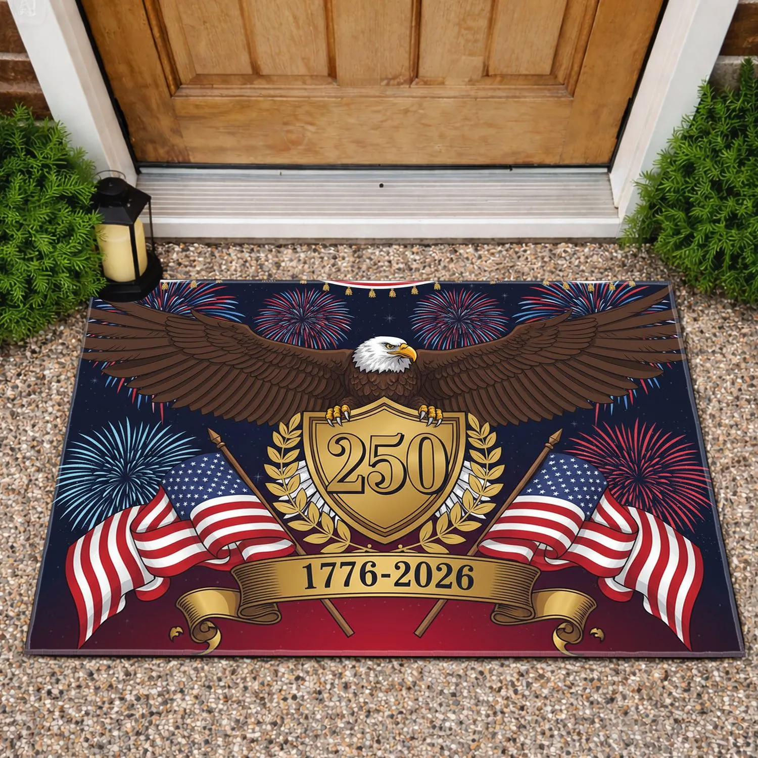 Bald Eagle American Flag 1776-2026 - USA 250th Anniversary Freedom Celebration Doormat - 1
