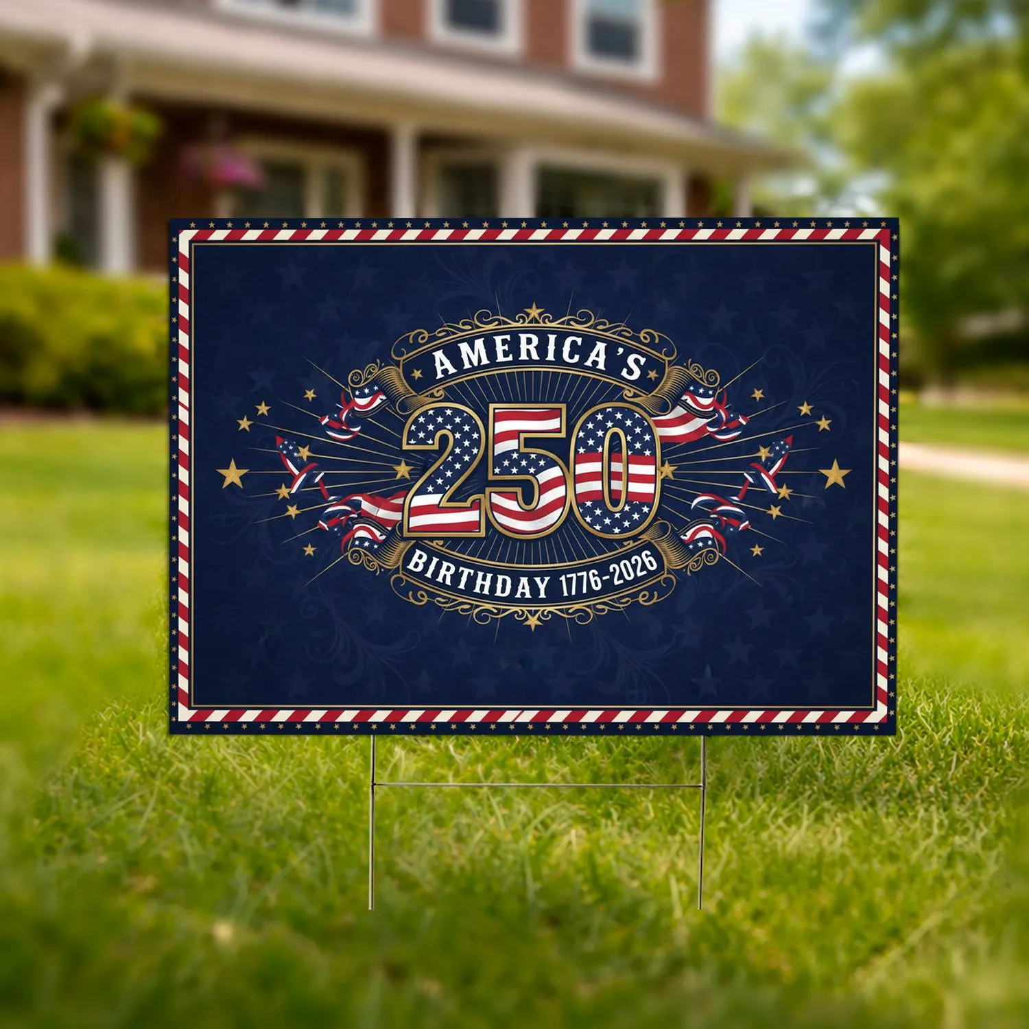 America's 250th Birthday Flag 1776-2026 - Patriotic Stars Stripes Celebration Emblem Yard Sign - 1