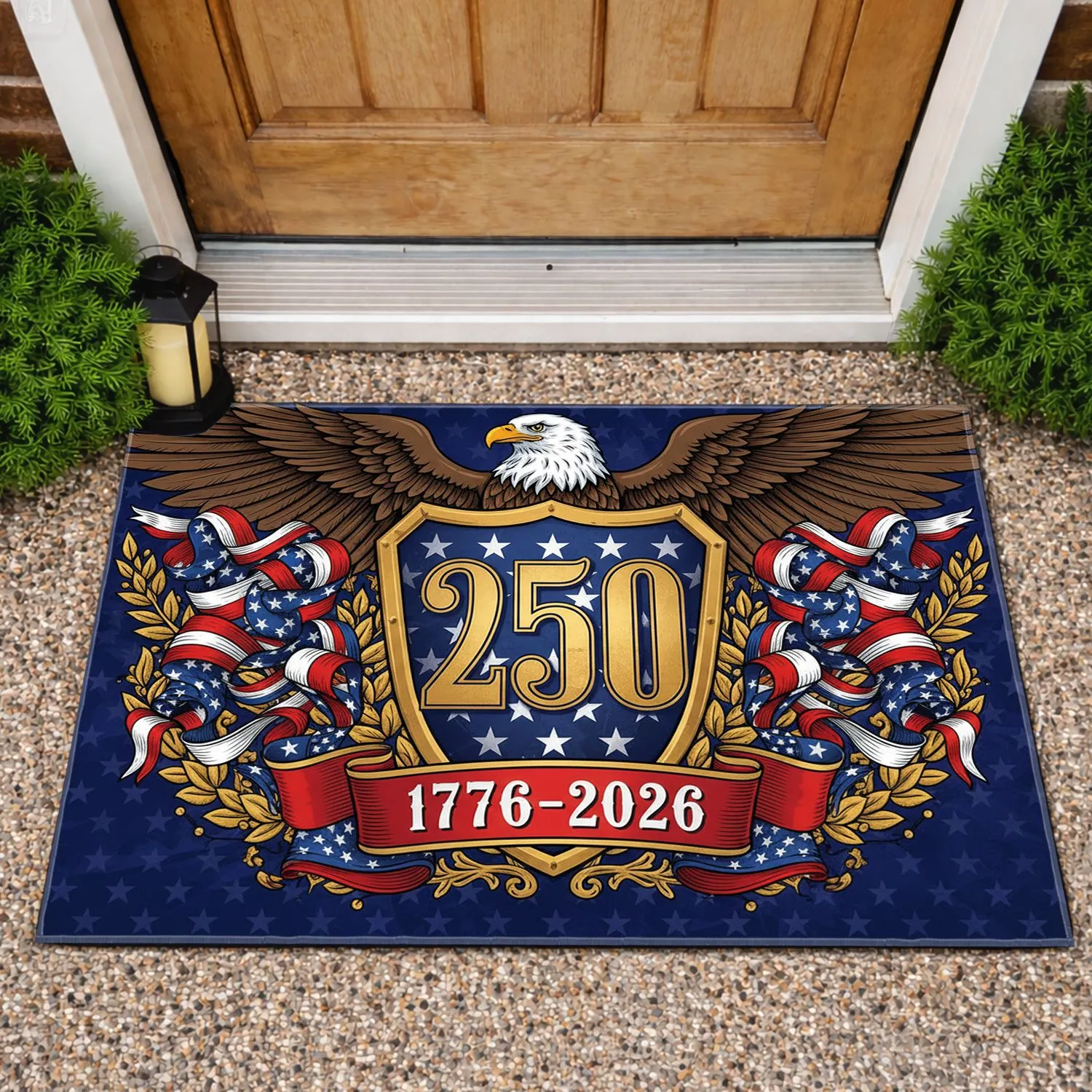 Bald Eagle American Flag 1776-2026 - USA 250th Anniversary Patriotic Independence Day Doormat - 1