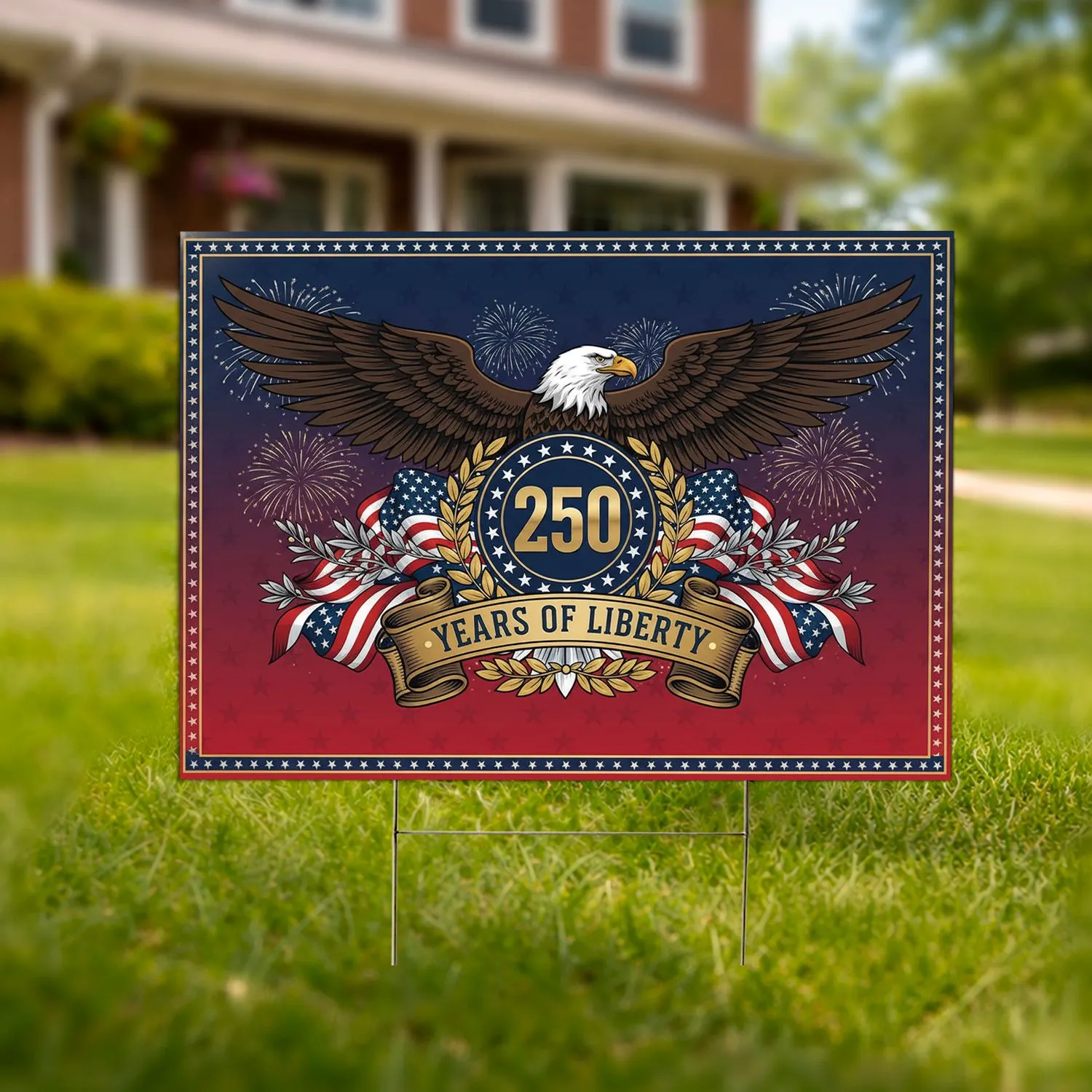 Bald Eagle American Flag 1776-2026 - USA 250th Anniversary of Liberty Yard Sign - 1