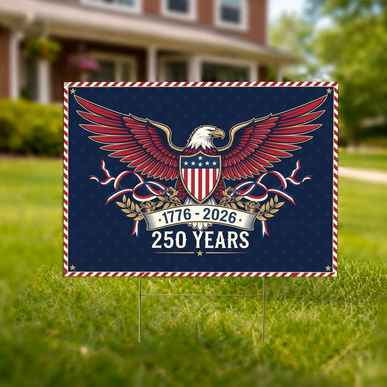 Bald Eagle American Flag 1776-2026 - USA 250th Anniversary Patriotic Gift for Veterans Yard Sign - 1