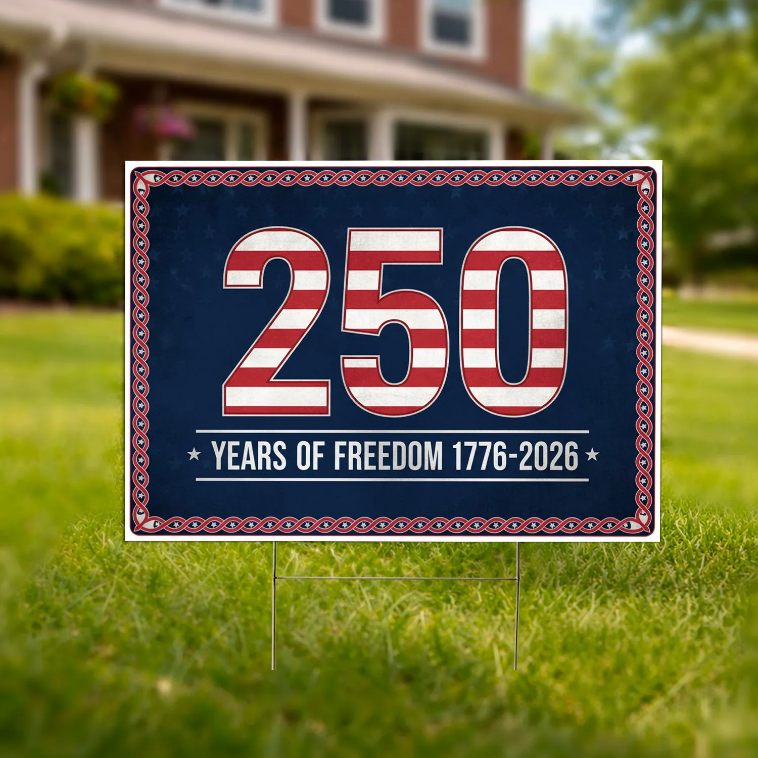Bold 250 Years of Freedom 1776-2026 USA Patriotic Stars Stripes Anniversary Yard Sign - 1