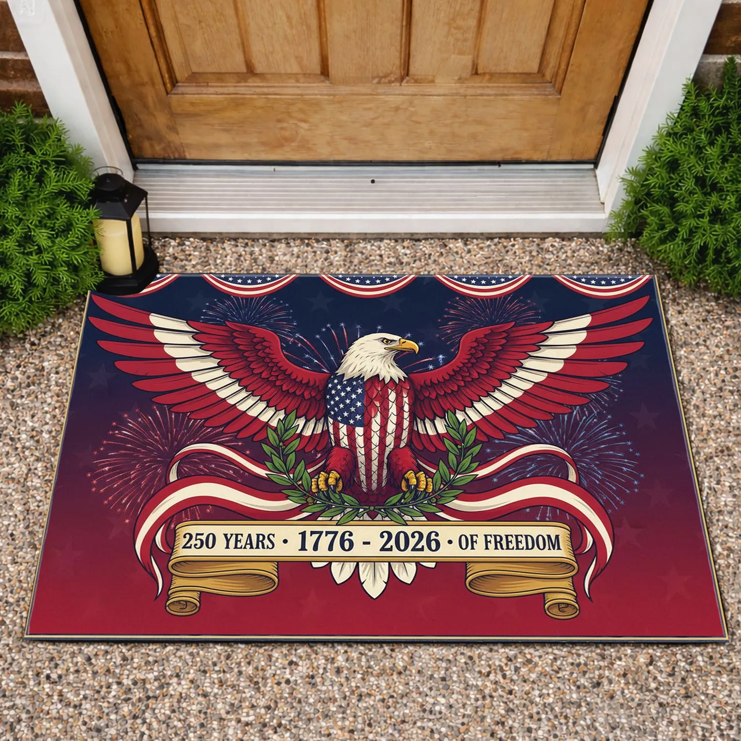 Bald Eagle American Flag 1776-2026 - USA 250 Years Freedom Independence Day Doormat - 1