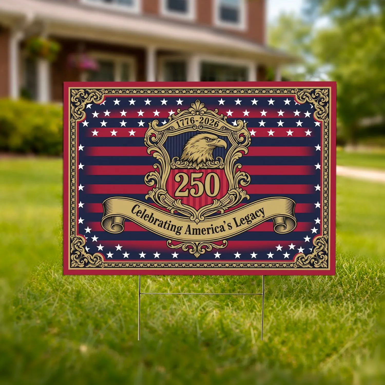 Bald Eagle American Flag Shield 1776-2026 - USA 250th Anniversary Celebration Yard Sign - 1