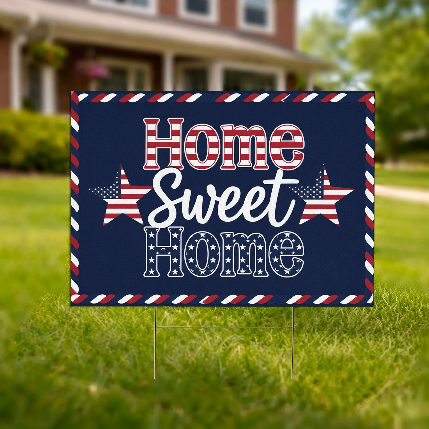 Home Sweet Home Flag Stars 1776-2026 - USA 250th Anniversary Independence Day Decor Yard Sign - 1