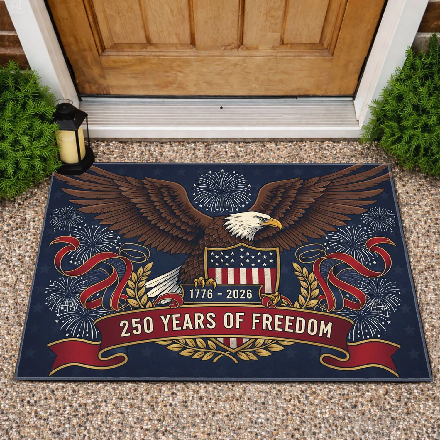Bald Eagle American Flag 1776-2026 - USA 250th Anniversary Independence Day Gift for Veterans Doormat - 1