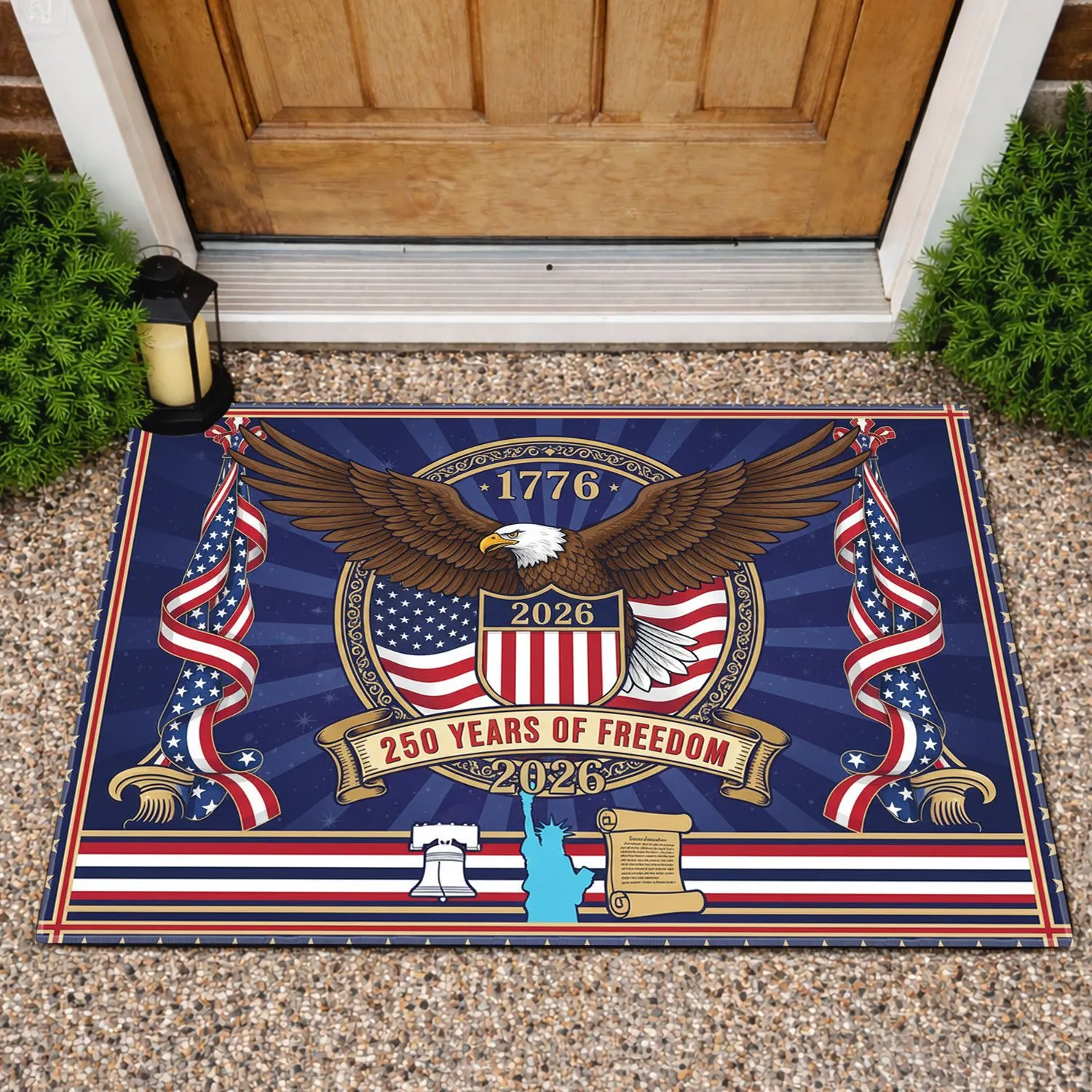 Bald Eagle American Flag 1776-2026 - USA 250th Anniversary Freedom Celebration Doormat - 1
