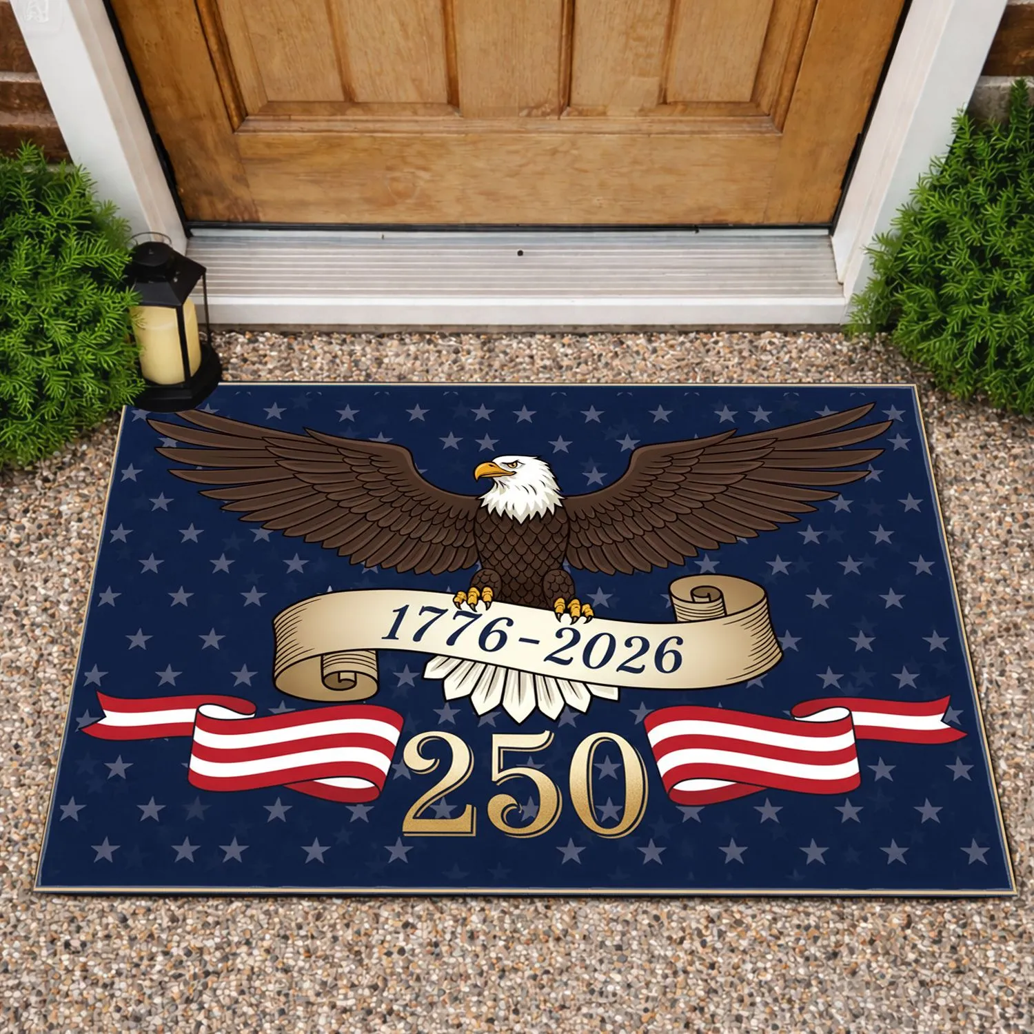 Bald Eagle 1776-2026 USA 250th Anniversary - Patriotic American Flag for Veterans Doormat - 1