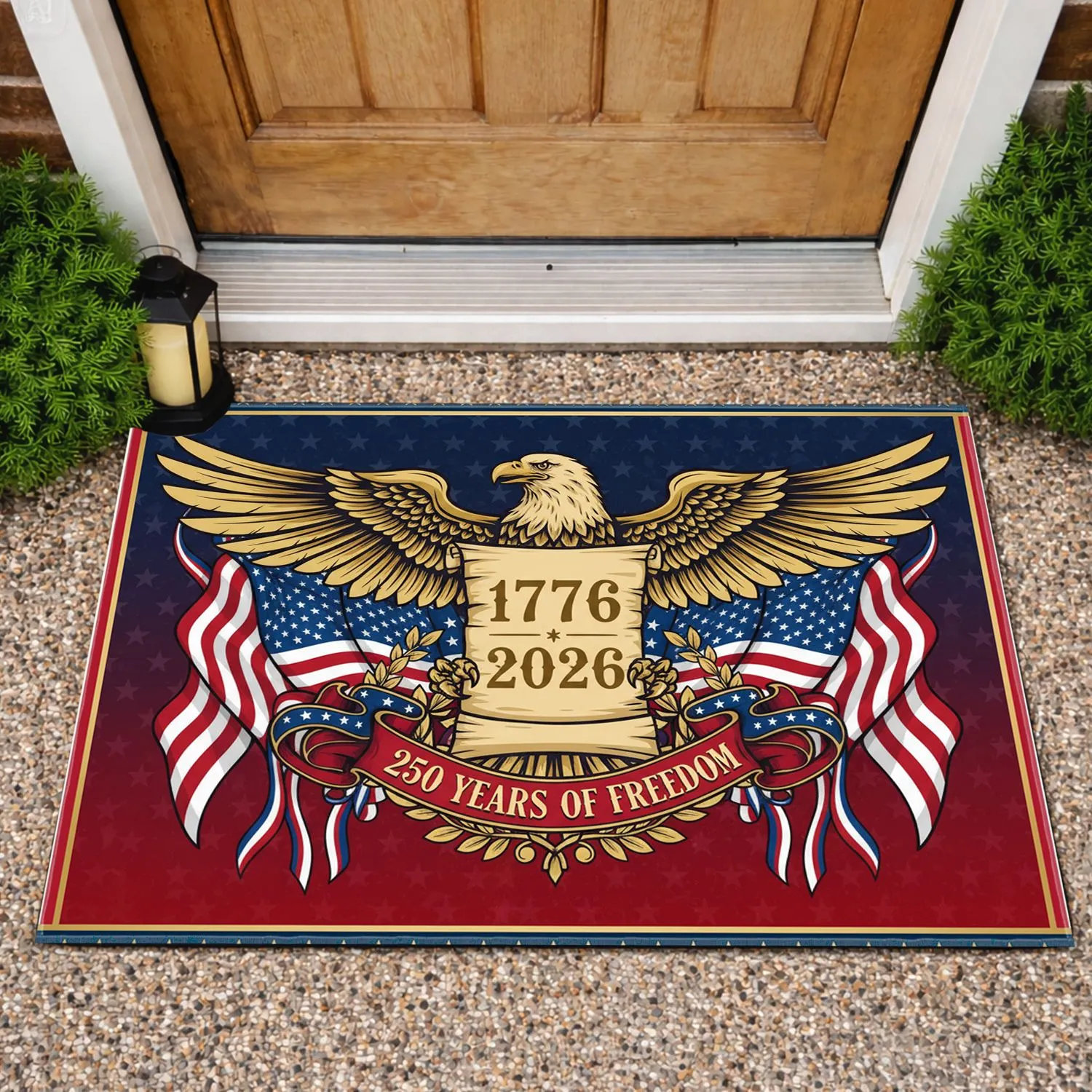 Bald Eagle American Flag 1776-2026 - USA 250th Anniversary Independence Day Gift Doormat - 1