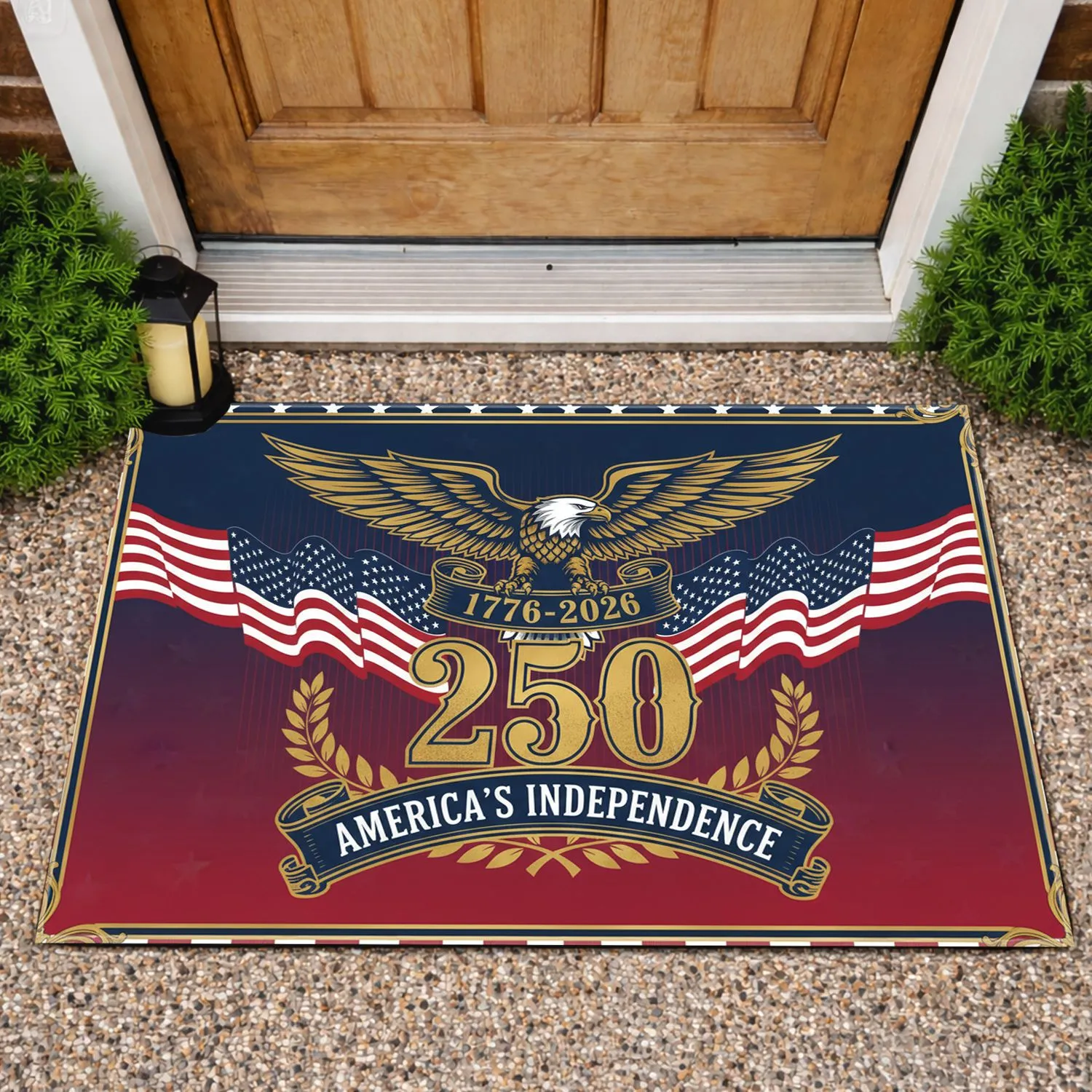 Bald Eagle American Flag 1776-2026 - USA 250th Anniversary Freedom Celebration Doormat - 1