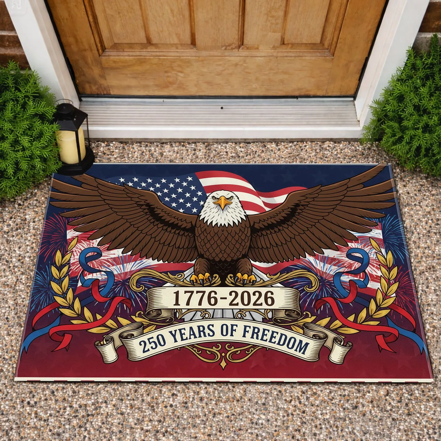 Bald Eagle American Flag 1776-2026 - USA 250th Anniversary Celebration Doormat - 1