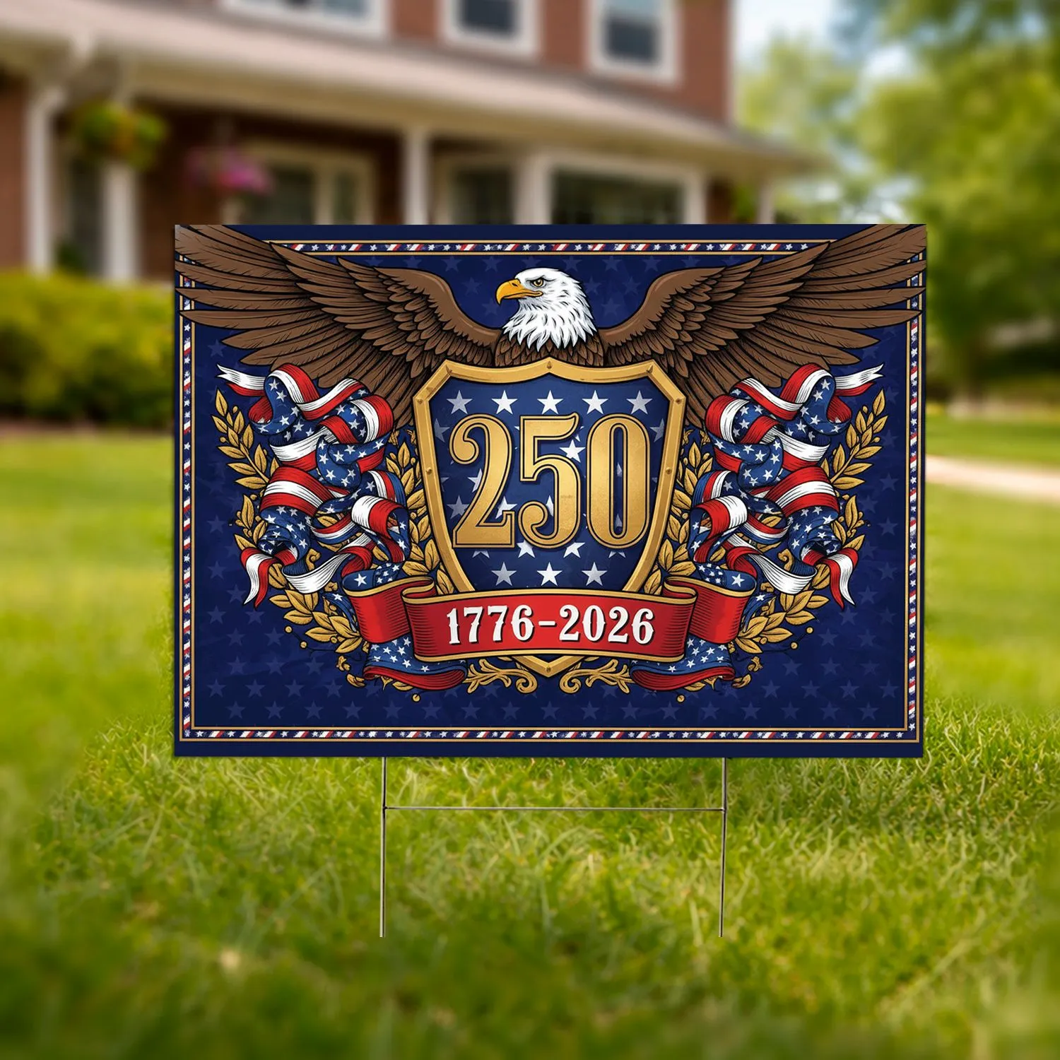 Bald Eagle American Flag 1776-2026 - USA 250th Anniversary Patriotic Independence Day Yard Sign - 1