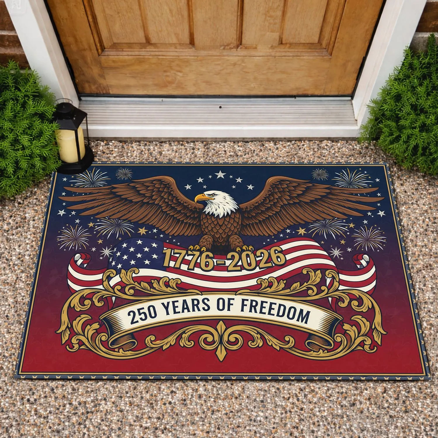 Bald Eagle American Flag 1776-2026 - USA 250th Anniversary Independence Day Gift for Dad Doormat - 1