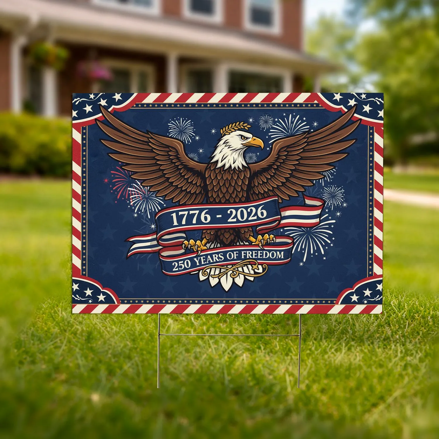 Bald Eagle American Flag 1776-2026 - USA 250th Anniversary Patriotic Gift for Veterans Yard Sign - 1