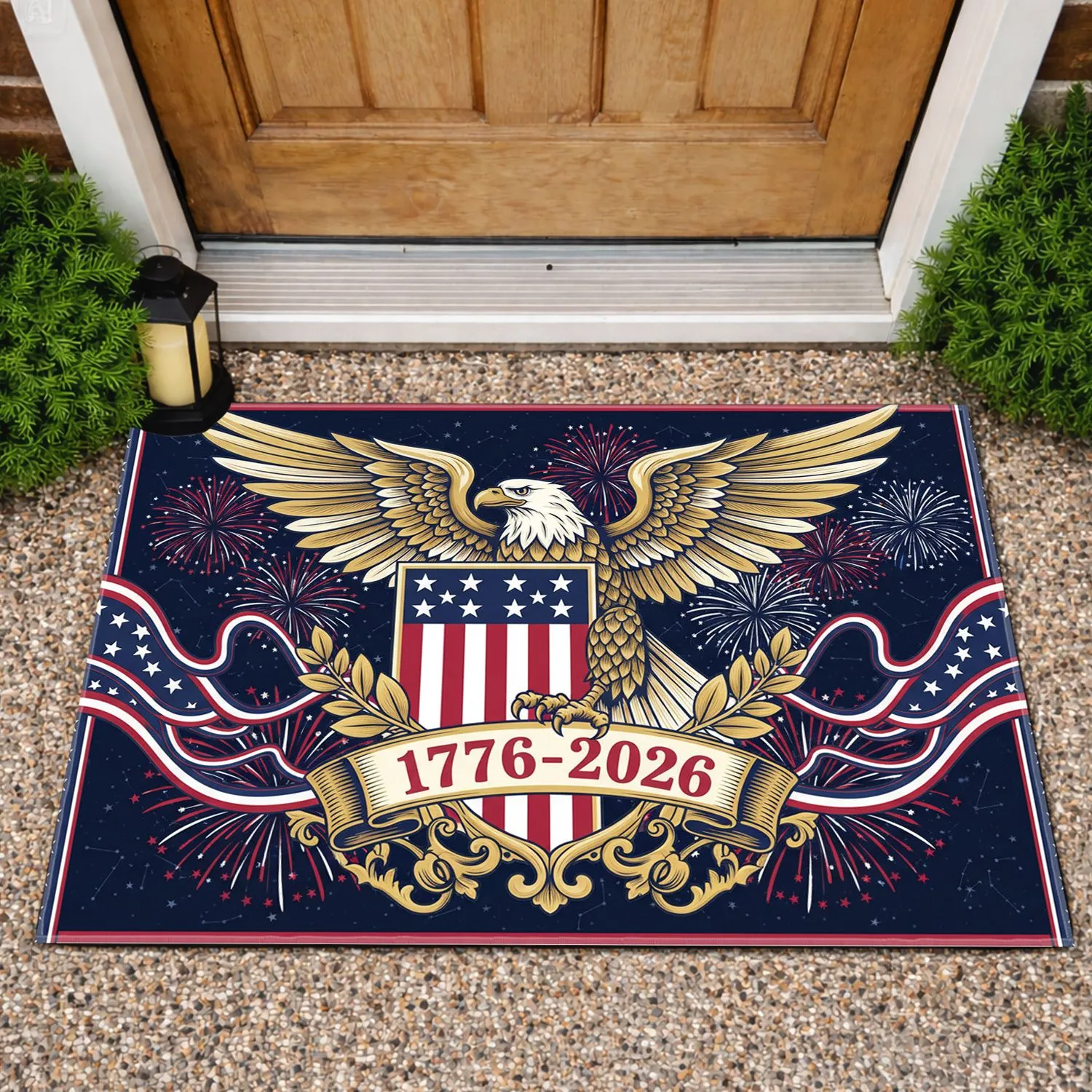 Bald Eagle American Flag 1776-2026 - USA 250th Anniversary Independence Day Gift for Veterans Doormat - 1