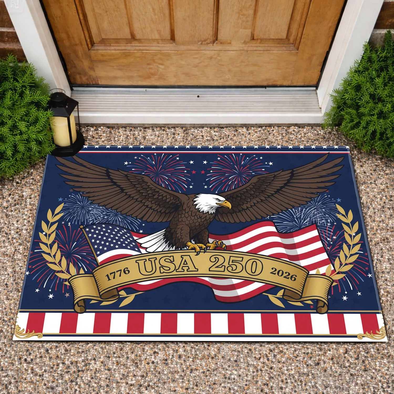Bald Eagle American Flag 1776-2026 - USA 250th Anniversary Independence Day Celebration Doormat - 1