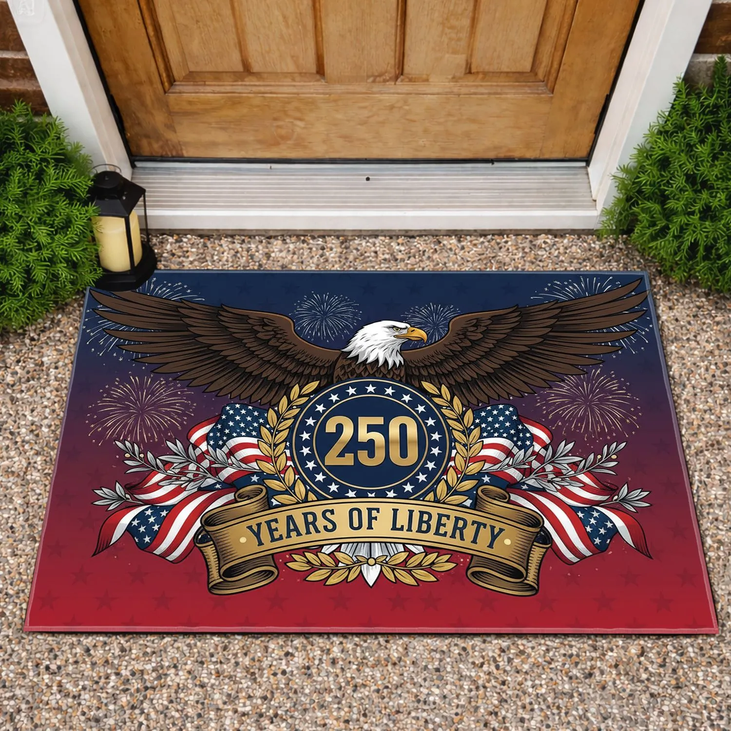 Bald Eagle American Flag 1776-2026 - USA 250th Anniversary of Liberty Doormat - 1