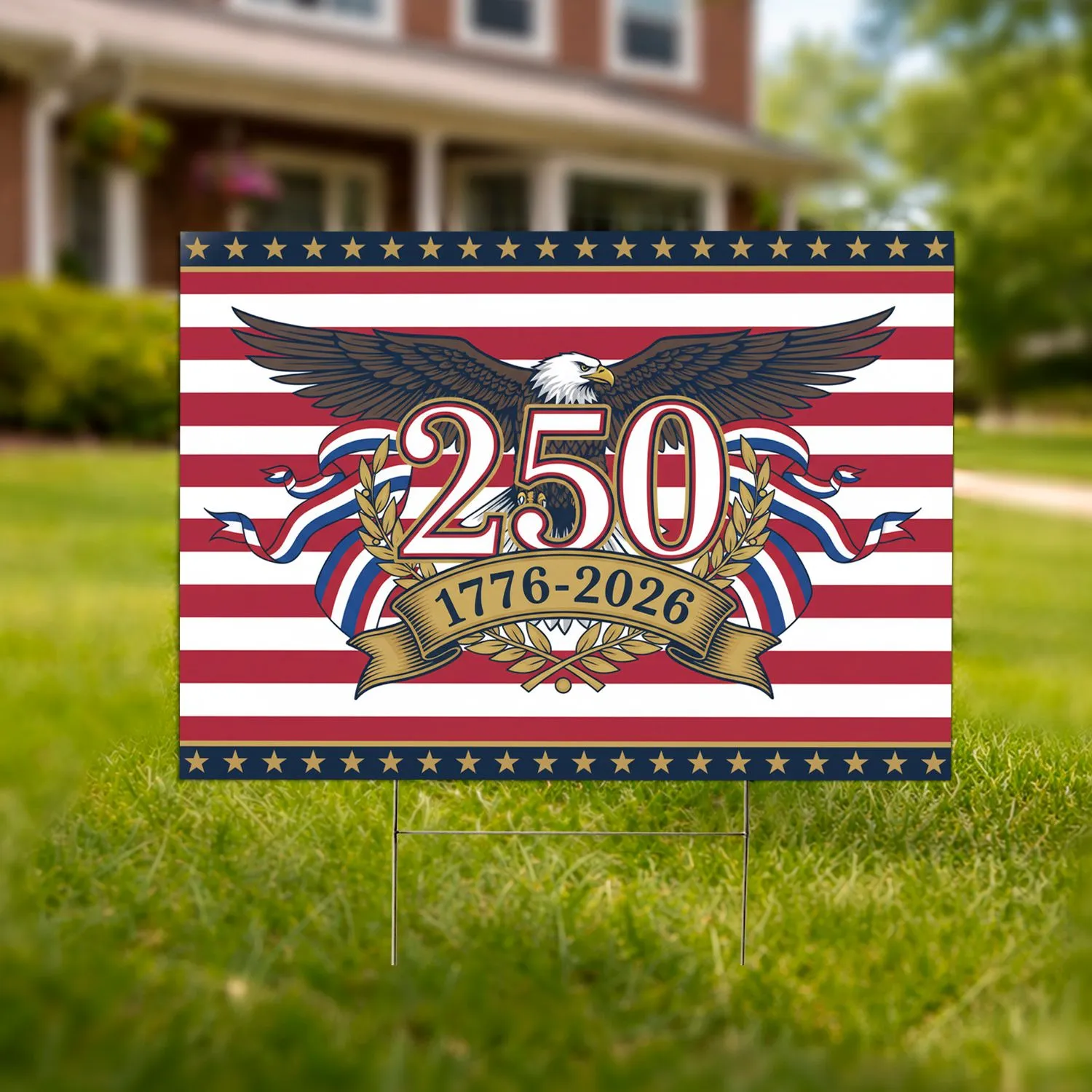 Bald Eagle American Flag 1776-2026 - USA 250th Anniversary Patriotic Gift for Veterans Yard Sign - 1