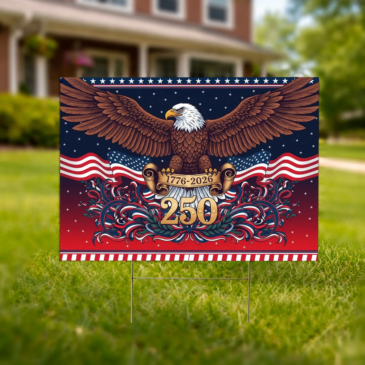 Bald Eagle American Flag 1776-2026 - USA 250th Anniversary Liberty Day Yard Sign - 1
