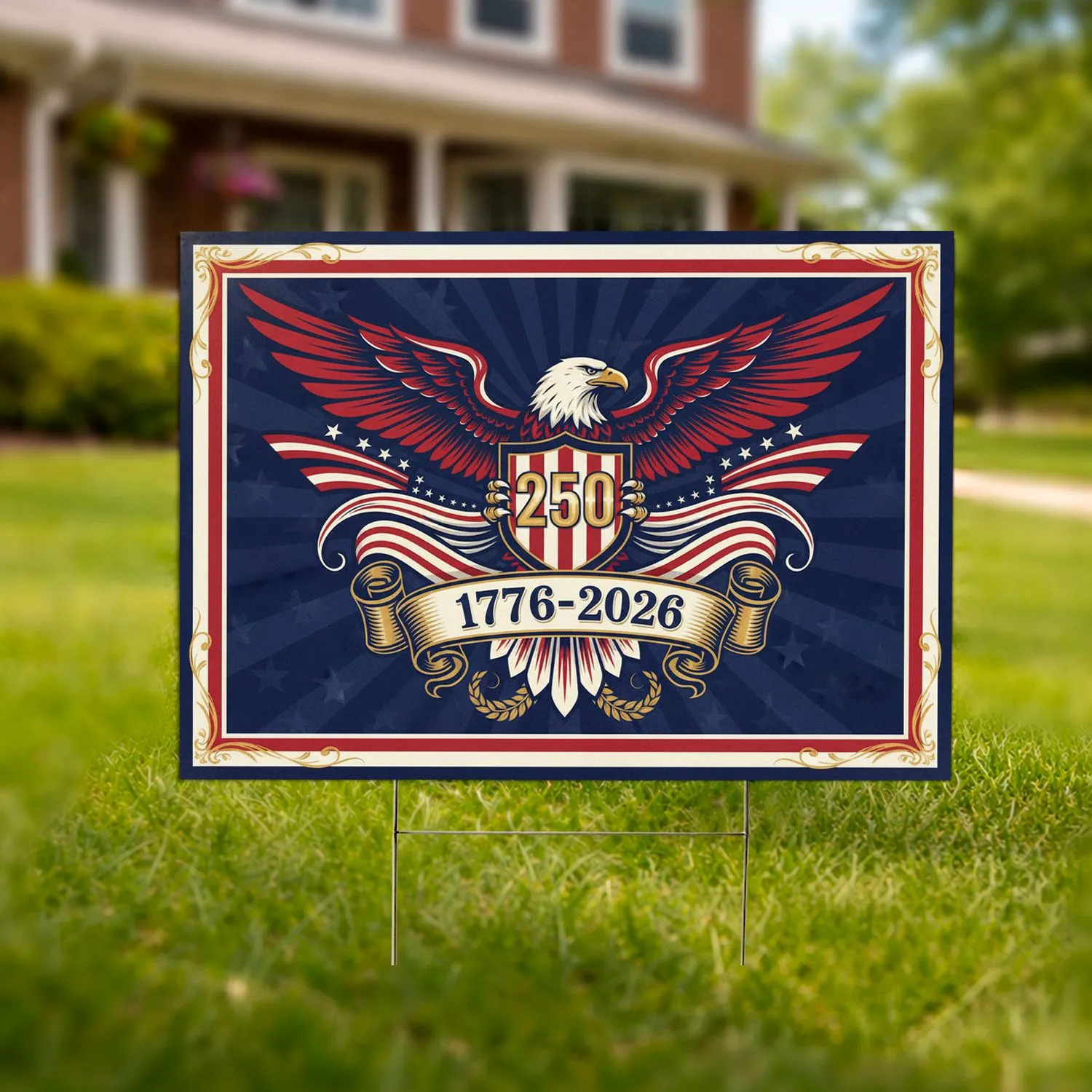 Bald Eagle American Flag 1776-2026 - USA 250th Anniversary Independence Day Gift for Veterans Yard Sign - 1