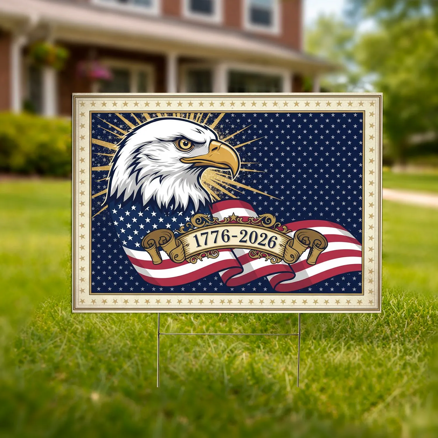 Bald Eagle American Flag 1776-2026 - USA 250th Anniversary Patriotic Gift for Veterans Yard Sign - 1