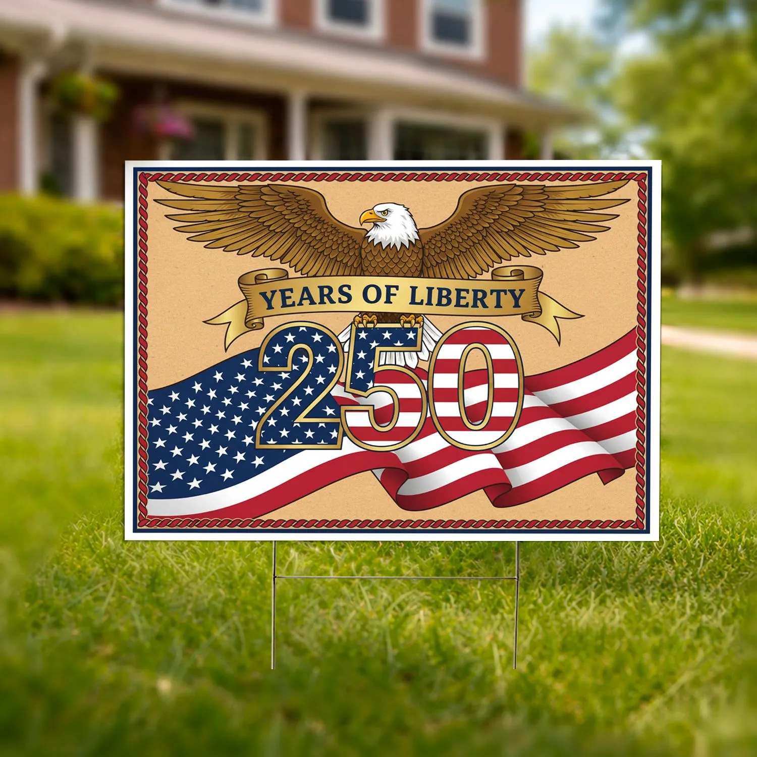 Bald Eagle American Flag 1776-2026 - USA 250th Anniversary Patriotic Heritage Yard Sign - 1