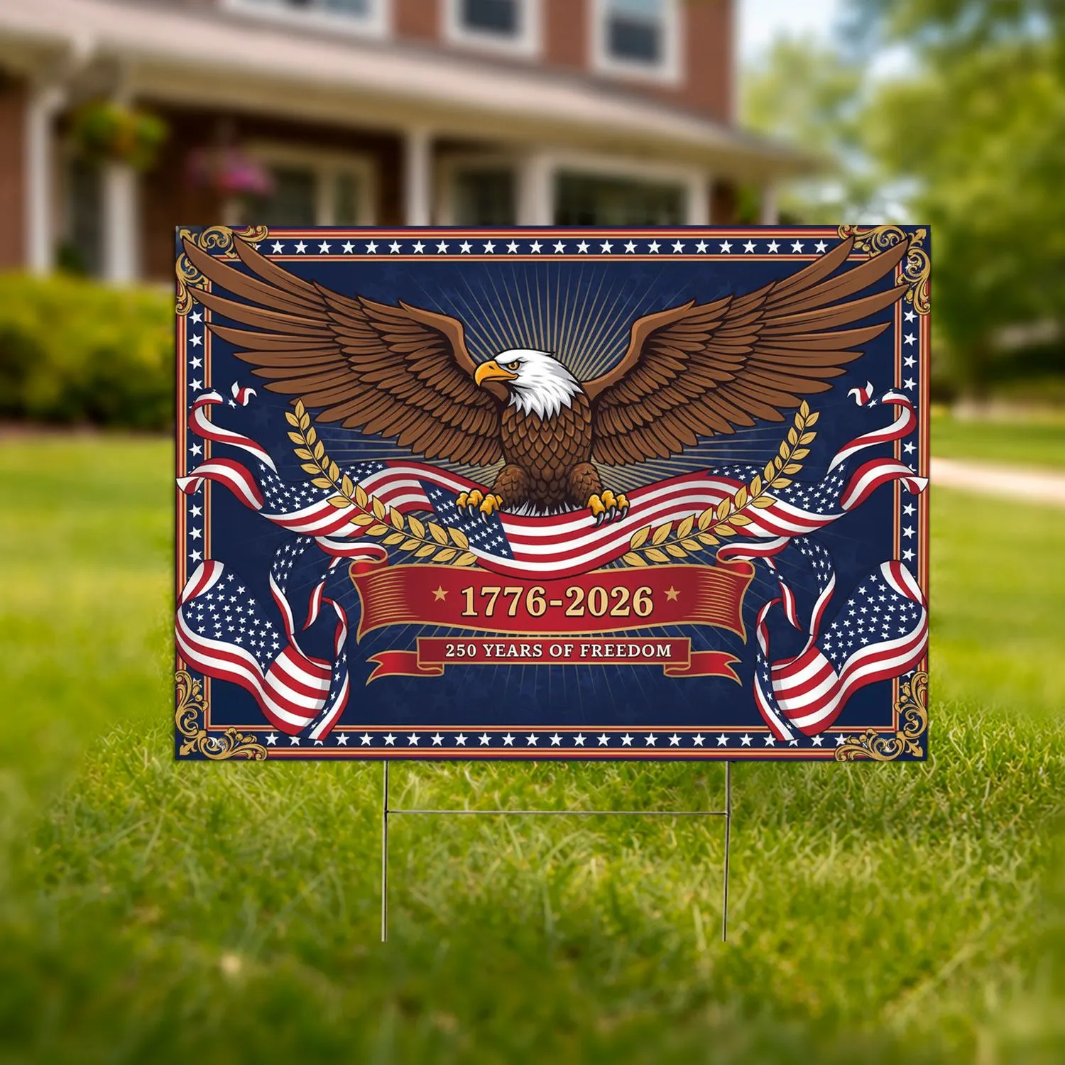 Bald Eagle American Flag 1776-2026 - USA 250th Anniversary Independence Day for Veterans Yard Sign - 1