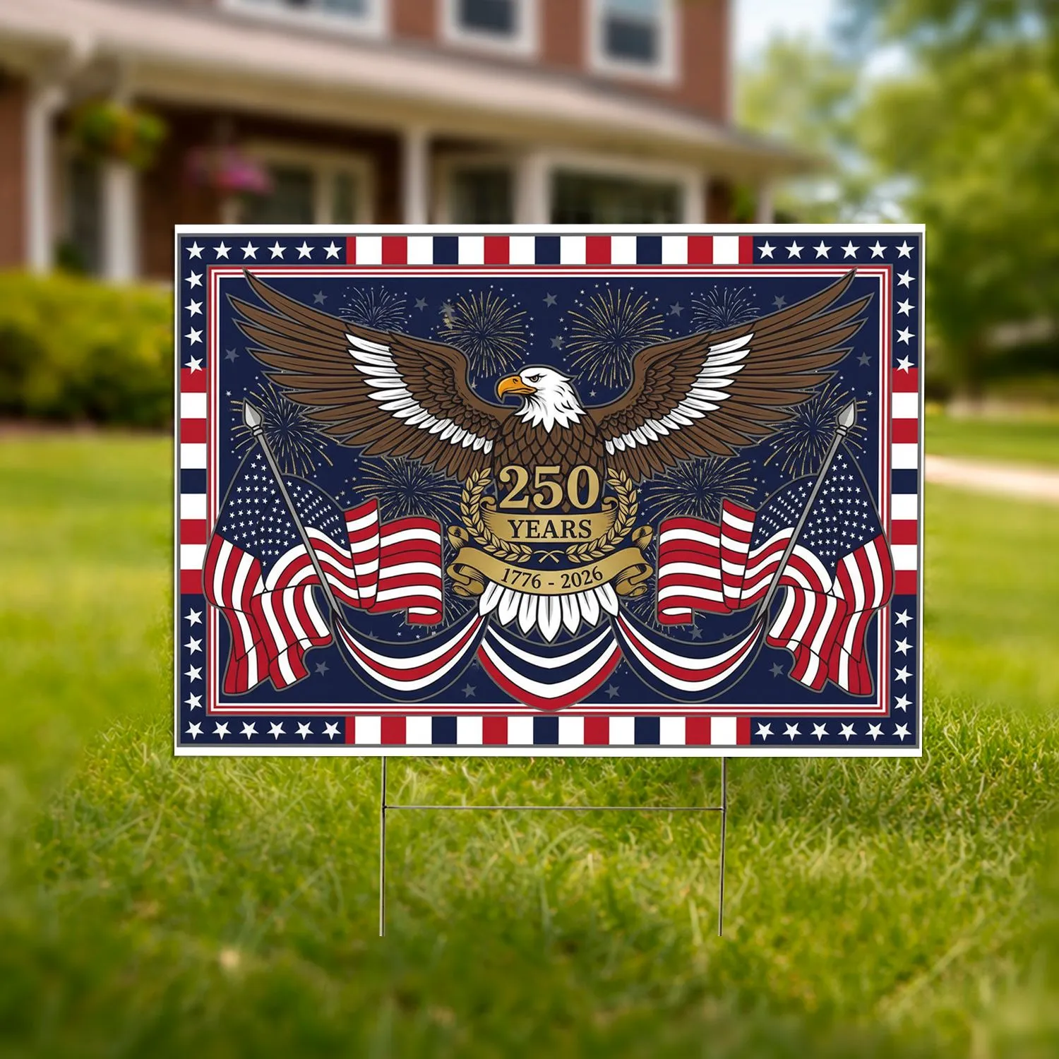 Bald Eagle American Flag 1776-2026 - USA 250th Anniversary Patriotic Home Decor Yard Sign - 1