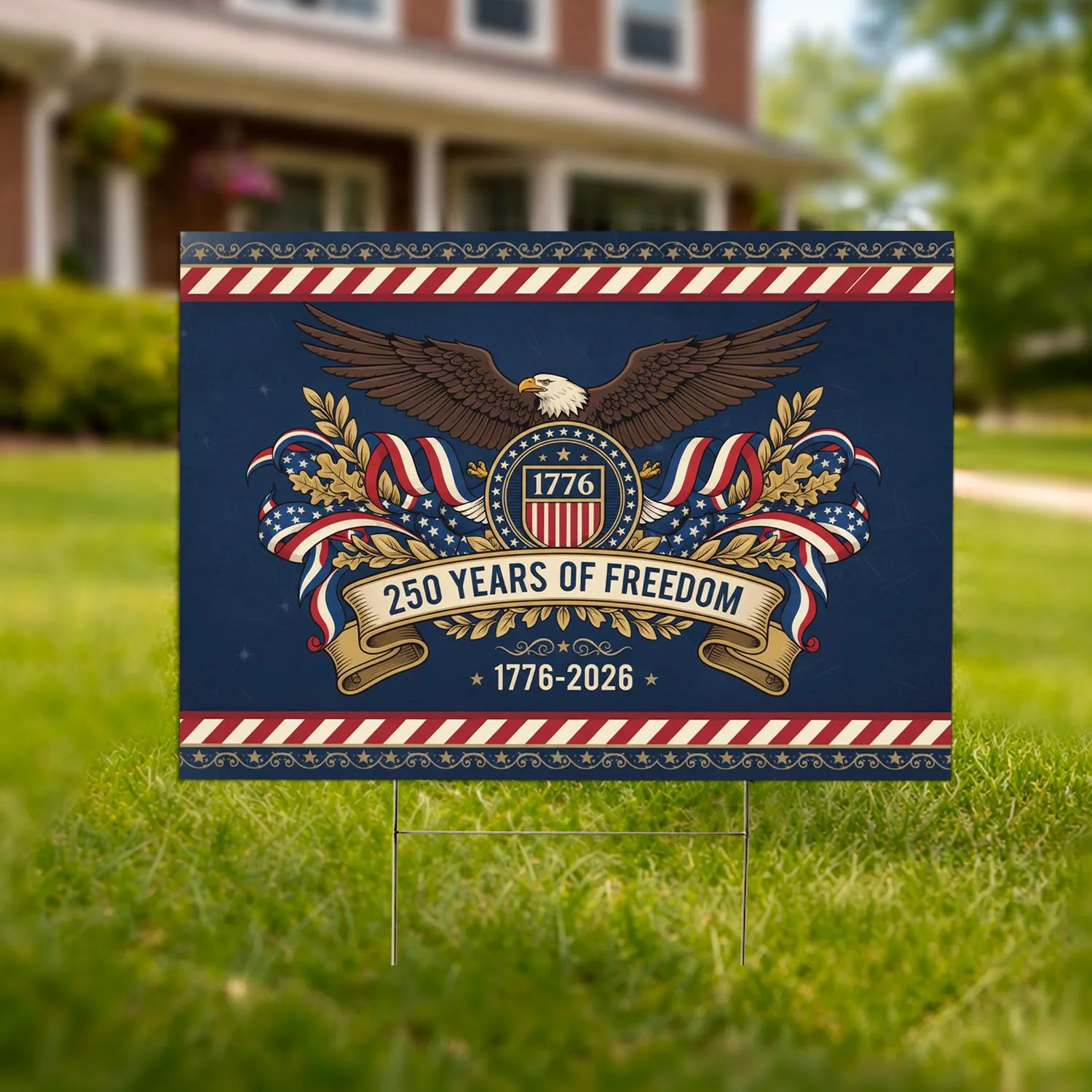 Bald Eagle 1776 Shield American Flag - USA 250th Anniversary Independence Day Gift Yard Sign - 1