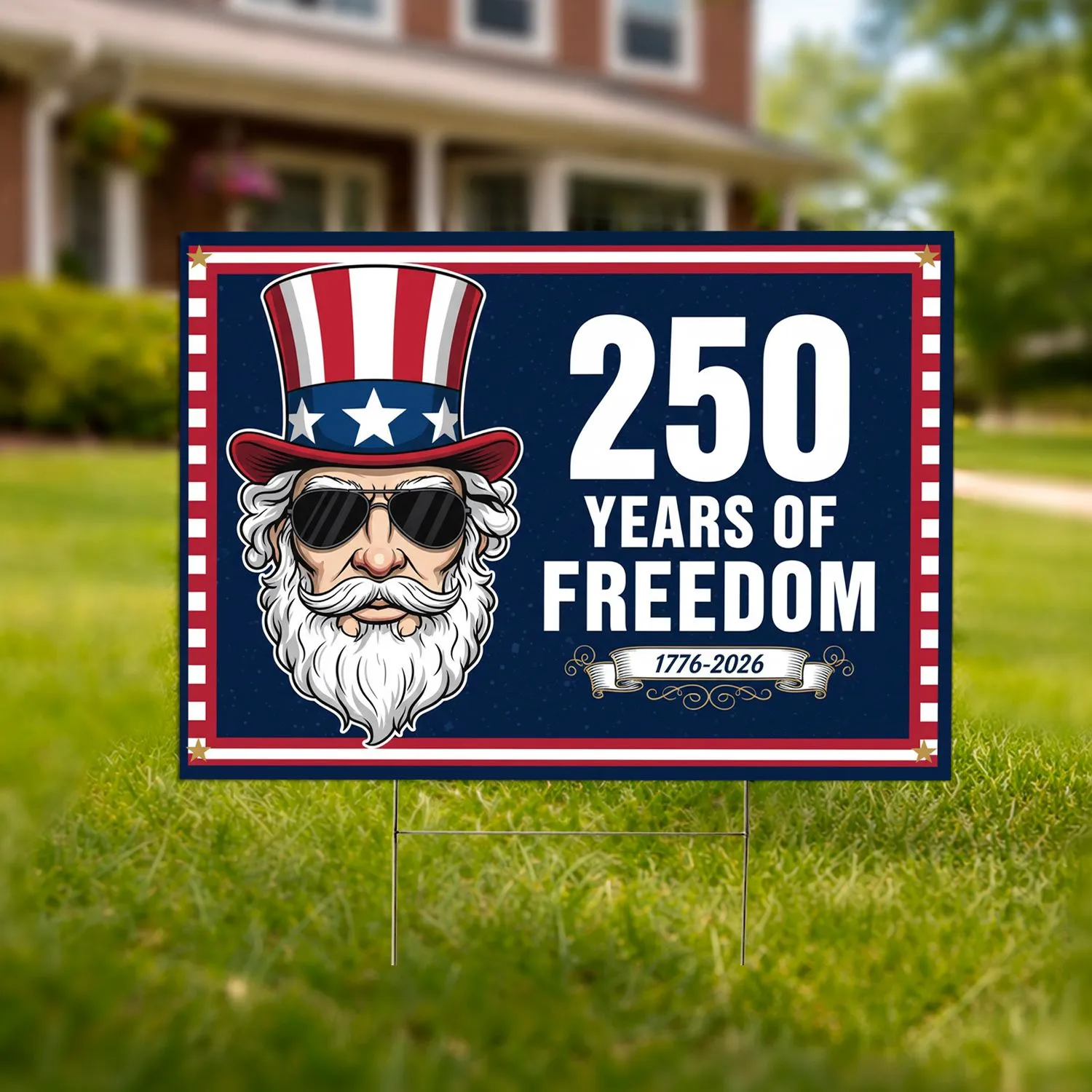 Uncle Sam 250 Years of Freedom 1776-2026 - American Patriot Independence Day Design Yard Sign - 1