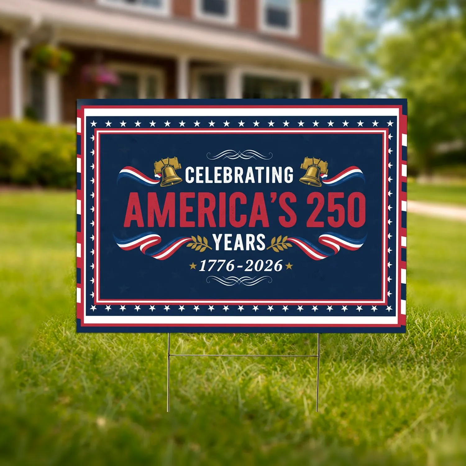 America 250th Liberty Bell Bunting 1776-2026 - Patriotic Anniversary for Veterans Yard Sign - 1