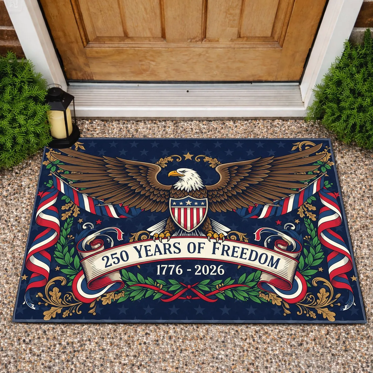 Bald Eagle American Shield 1776-2026 - USA 250 Years of Freedom Independence Day Gift Doormat - 1