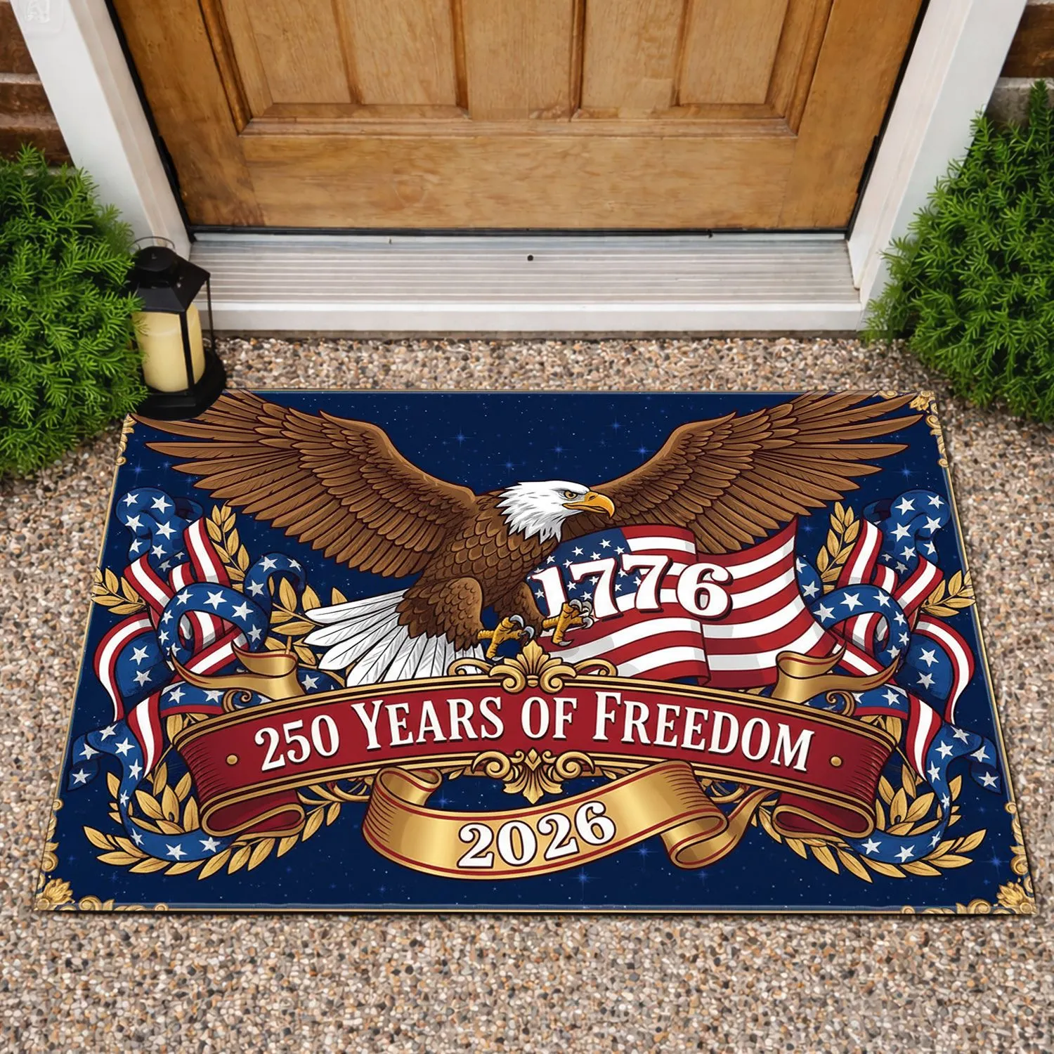 Bald Eagle American Flag 1776-2026 - USA 250 Years of Freedom Patriotic Art Decor Doormat - 1