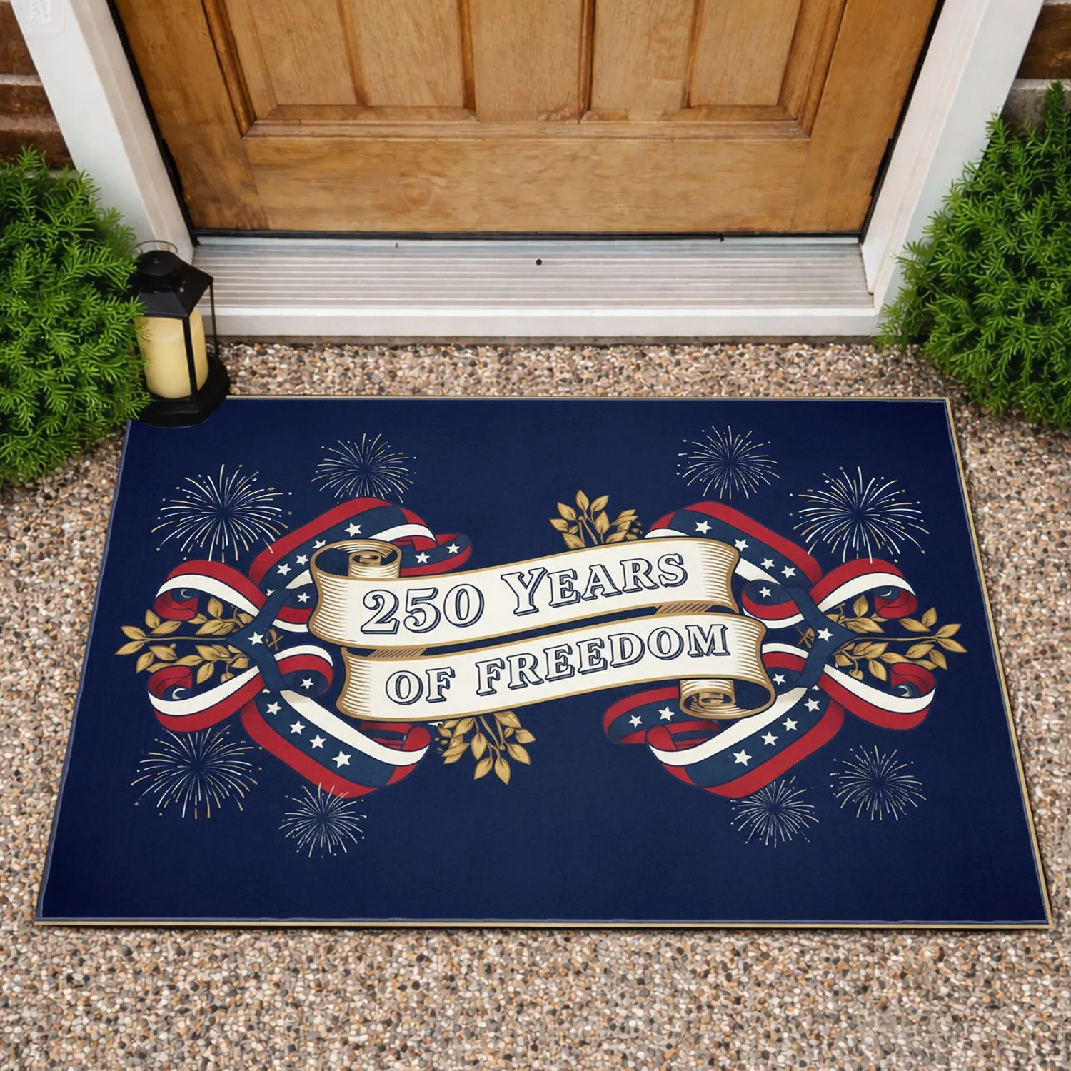 Bold 250 Years of Freedom Patriotic Banner - USA 250th Anniversary 1776-2026 Celebration Doormat - 1
