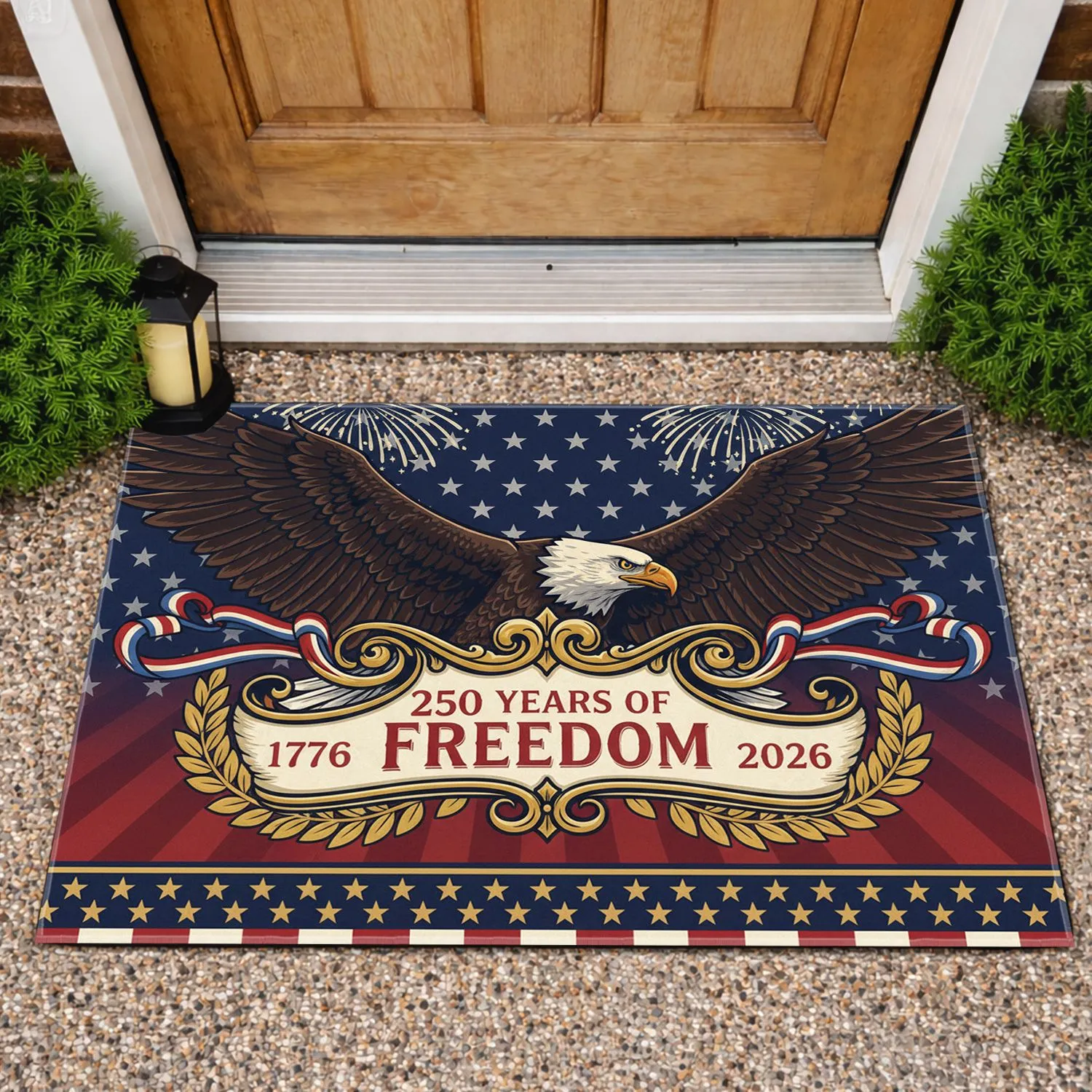 Bald Eagle 1776-2026 American Flag - USA 250 Years of Freedom Independence Day Doormat - 1