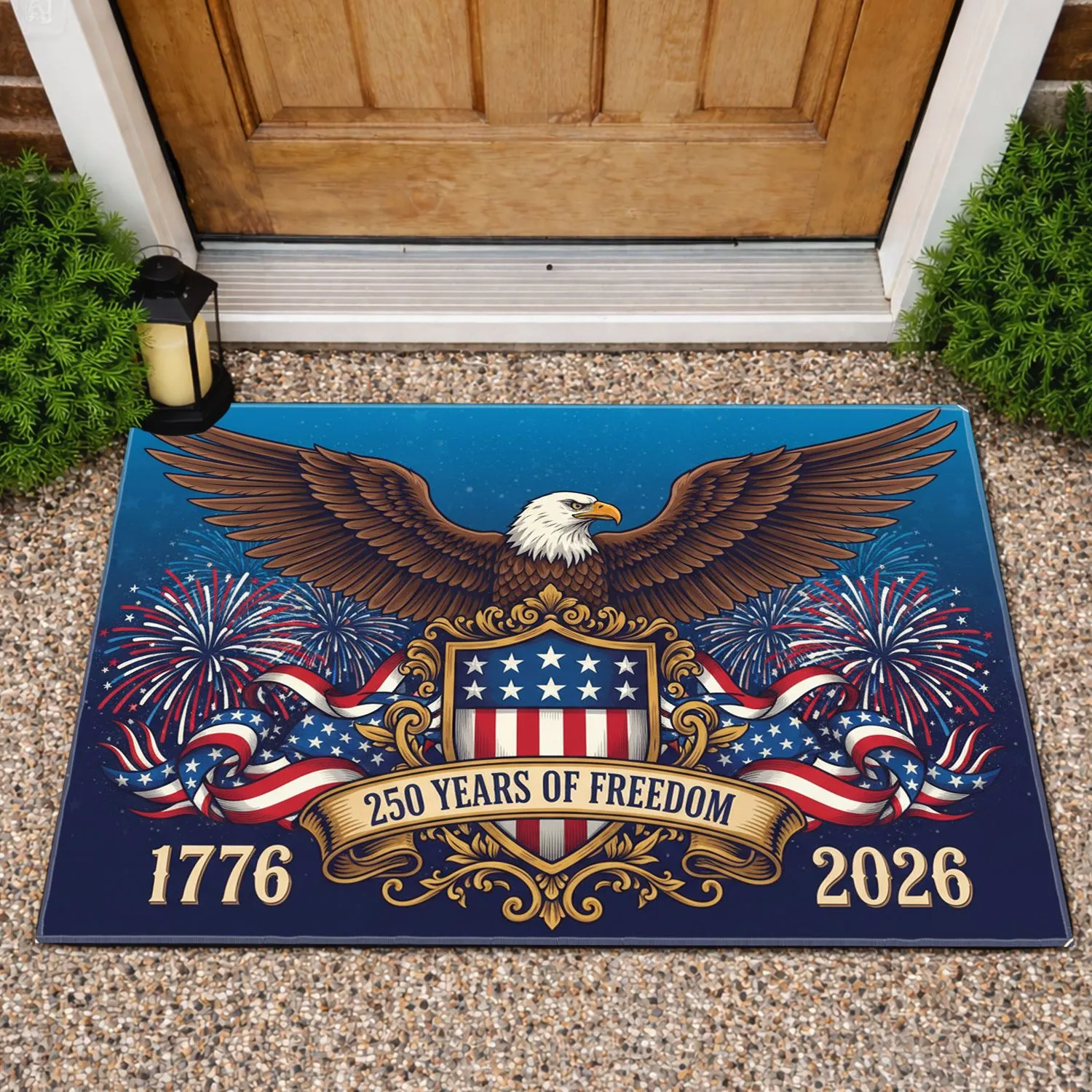 Bald Eagle American Flag 1776-2026 - USA 250th Anniversary Independence Day Gift for Veterans Doormat - 1