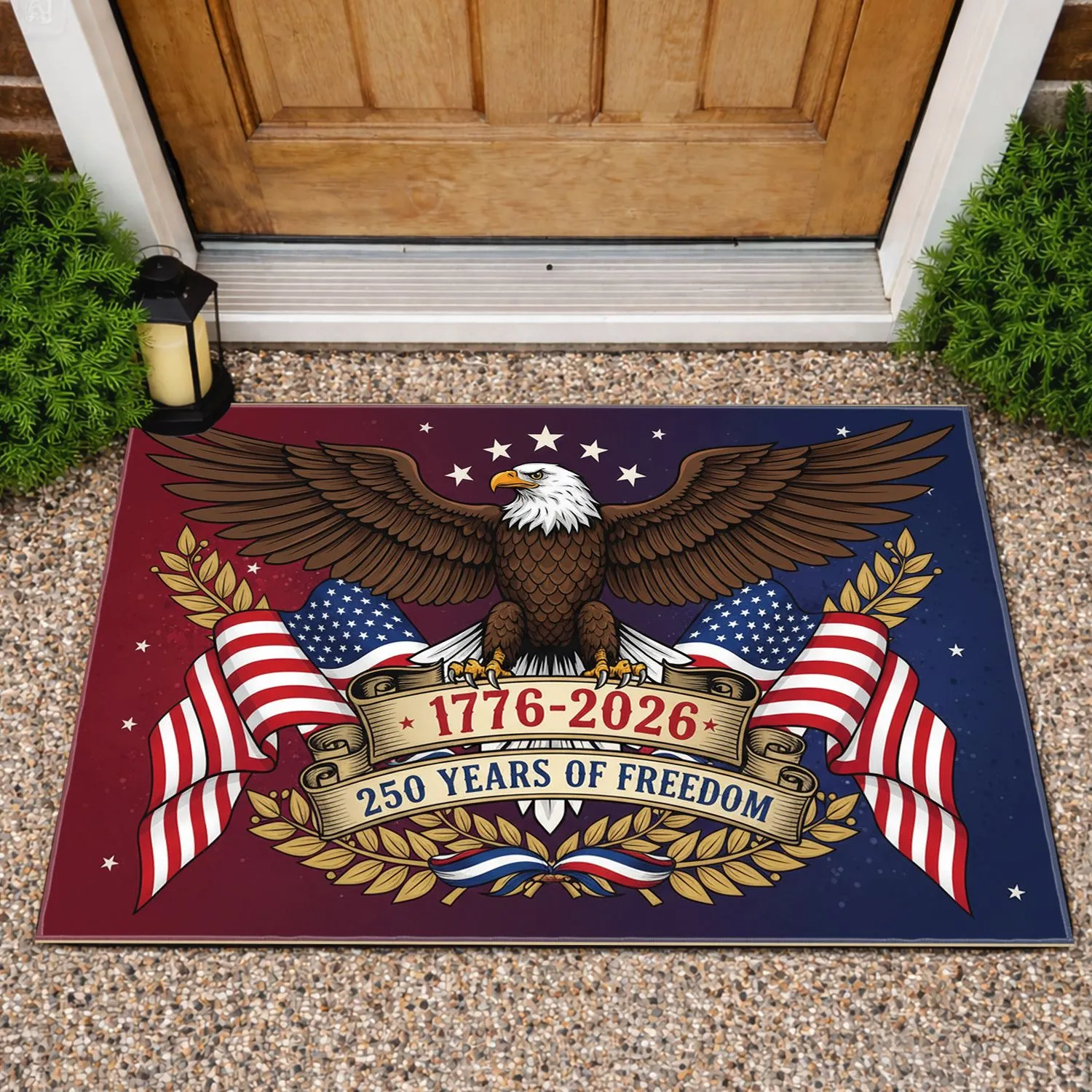 Bald Eagle American Flag 1776-2026 - USA 250 Years of Freedom Independence Day Doormat - 1