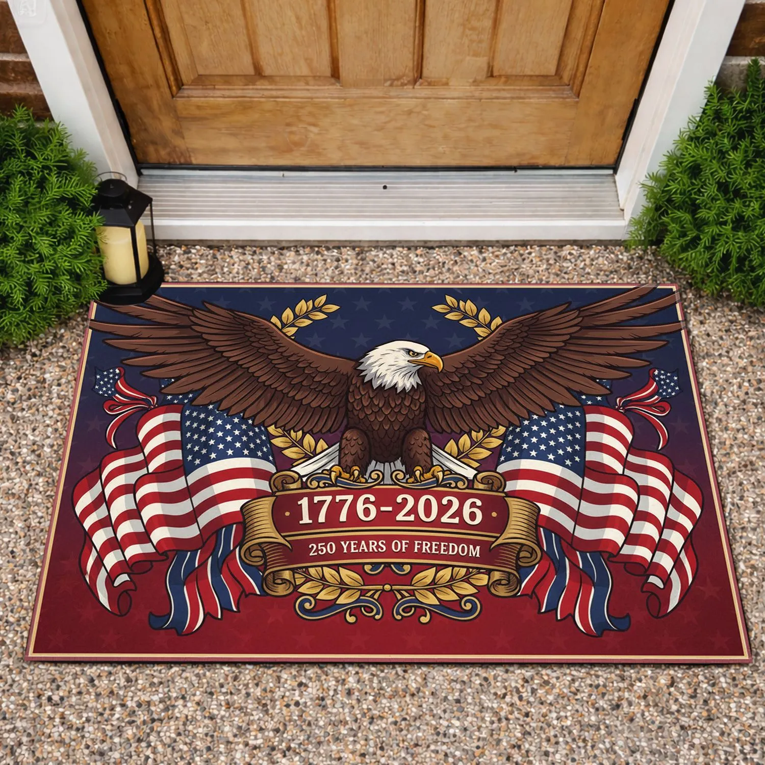 Bald Eagle American Flag 1776-2026 - USA 250th Anniversary Freedom Celebration Doormat - 1