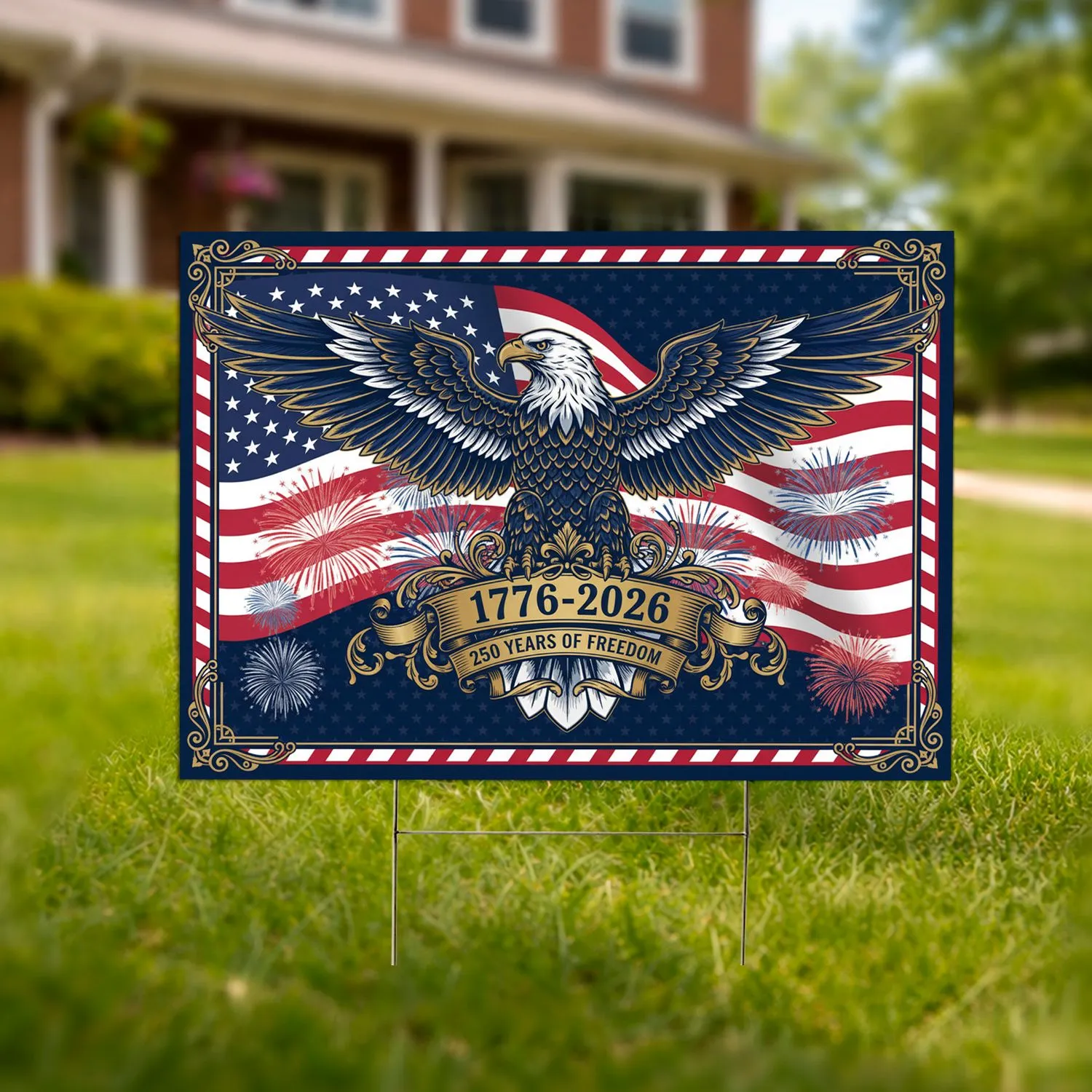 Bald Eagle American Flag 1776-2026 - USA 250th Anniversary Gift for Veterans Yard Sign - 1