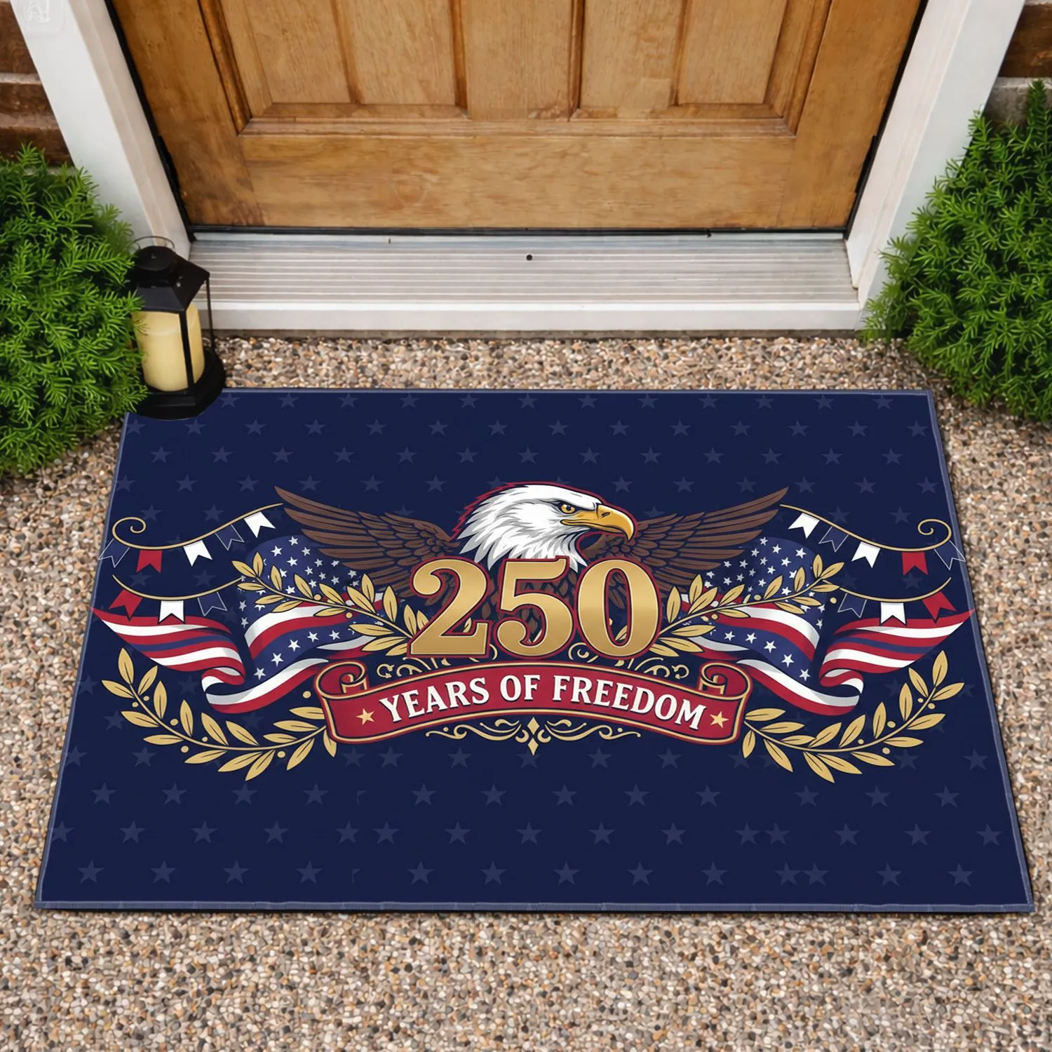 Bald Eagle American Flag 250 Years of Freedom - USA 250th Anniversary 1776-2026 Doormat - 1