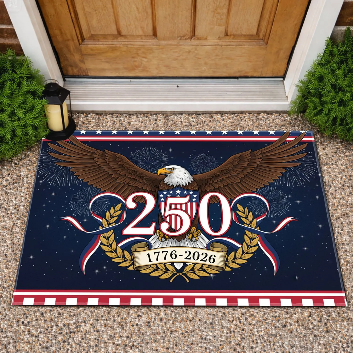 Bald Eagle American Flag 1776-2026 - USA 250th Anniversary Independence Day Gift for Veterans Doormat - 1