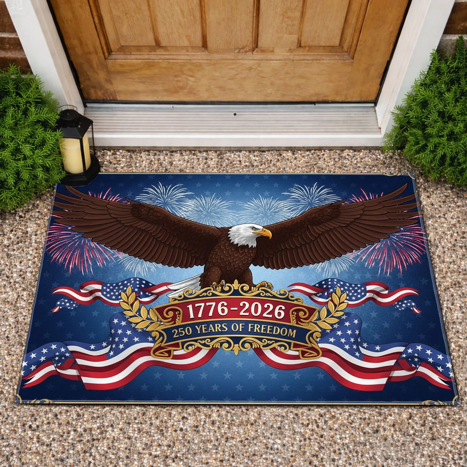 Bald Eagle American Flag 1776-2026 - USA 250th Anniversary Independence Day Gift Doormat - 1